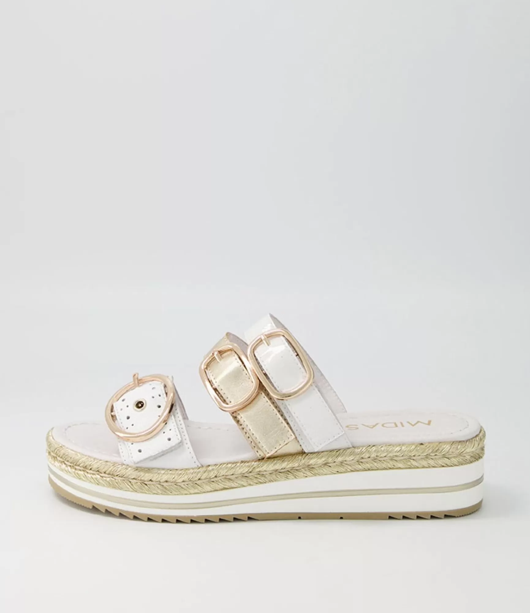 Clearance Midas Shoes Abba White Multi Slides