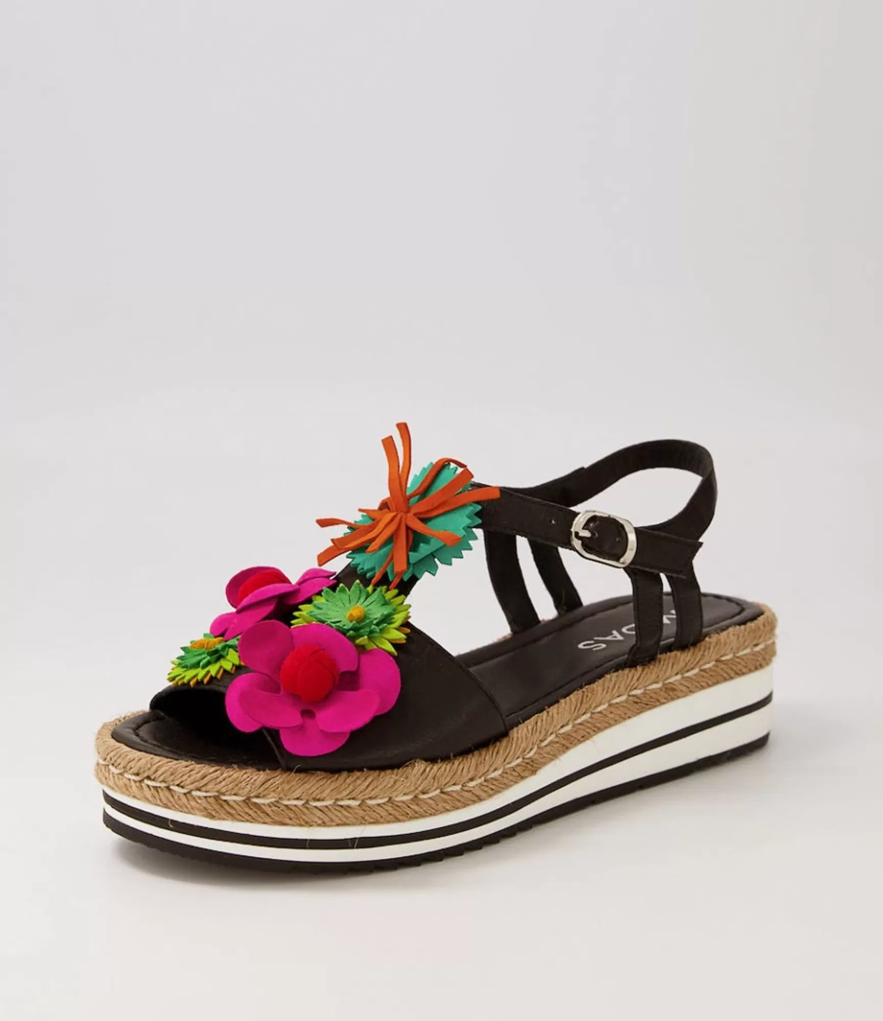 Store Midas Shoes Abello Black Multi Leather Sandals