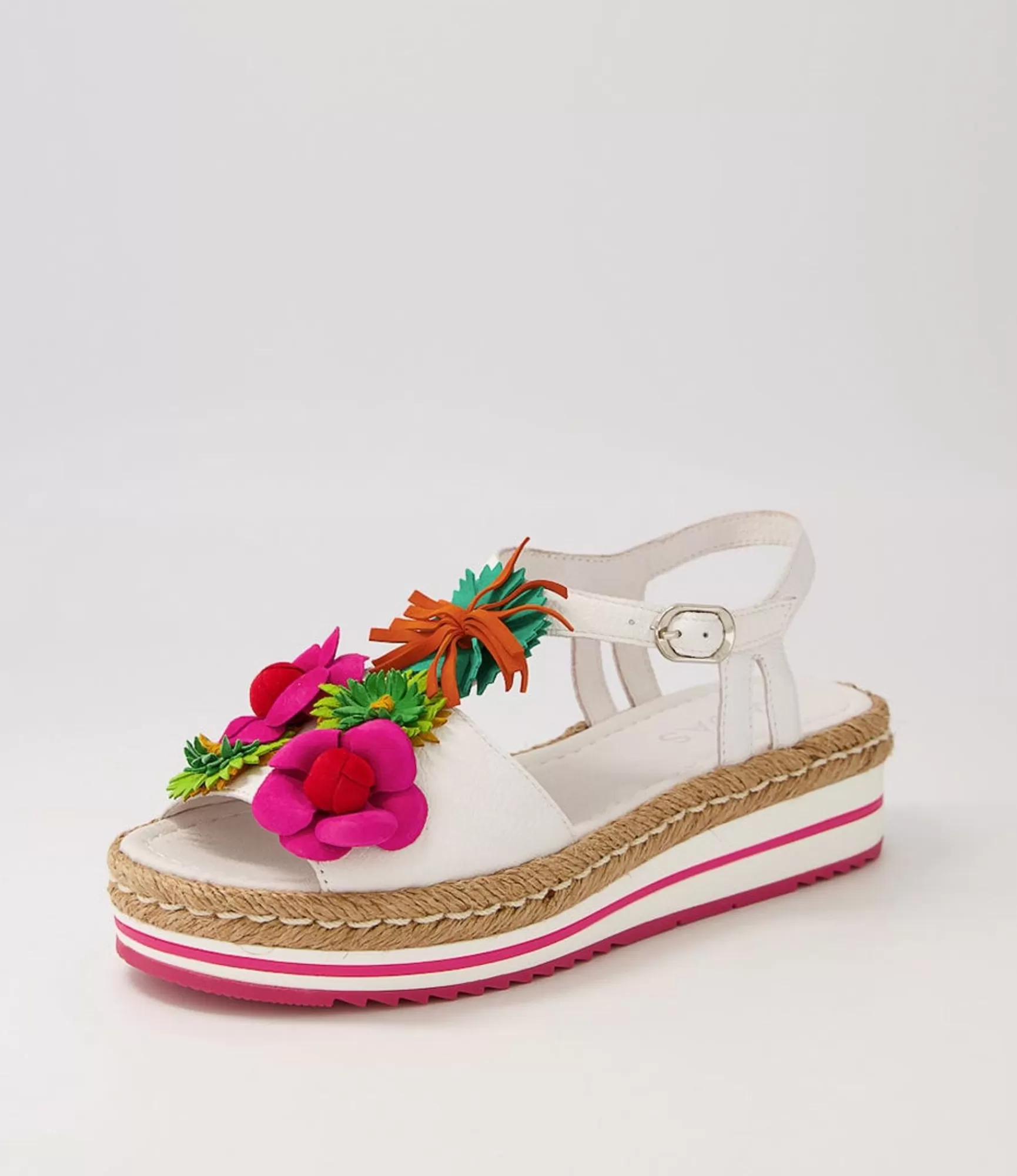 Sale Midas Shoes Abello White Multi Leather Sandals