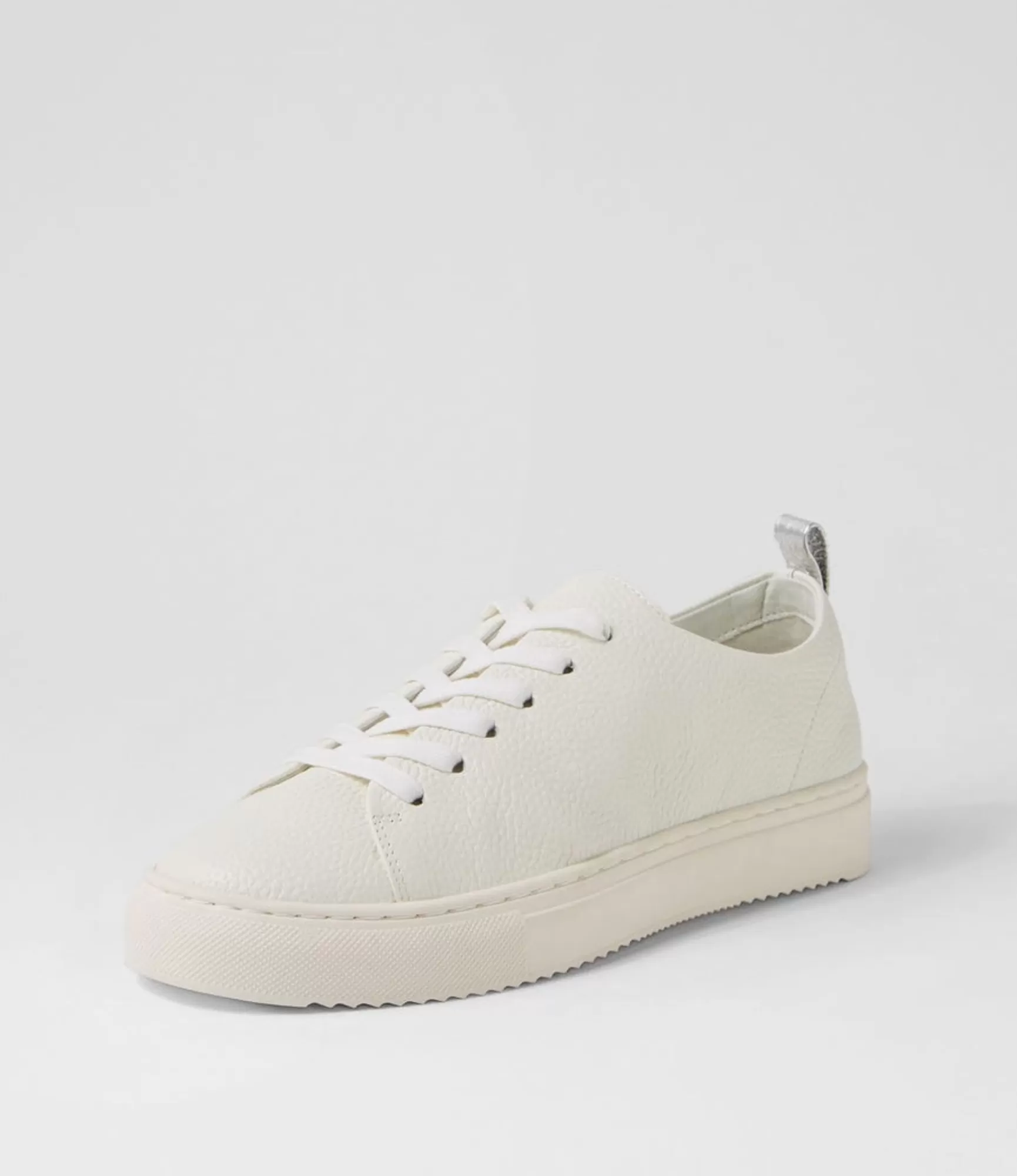 Outlet Midas Shoes Abygail White Silver Tumble Leather Sneakers