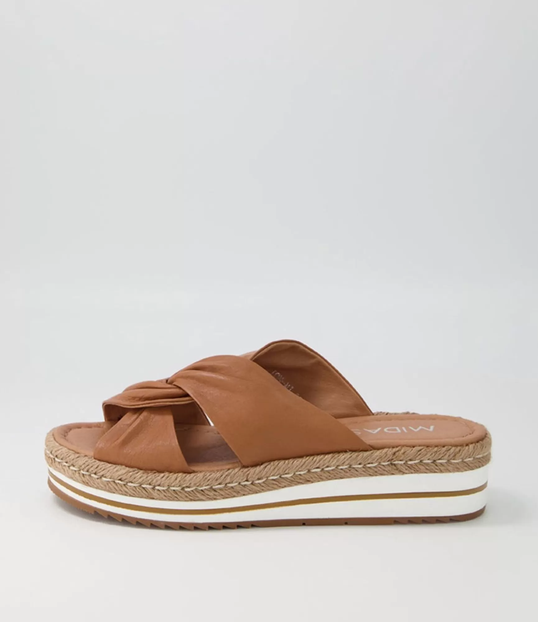 Flash Sale Midas Shoes Action Dark Tan Leather Slides