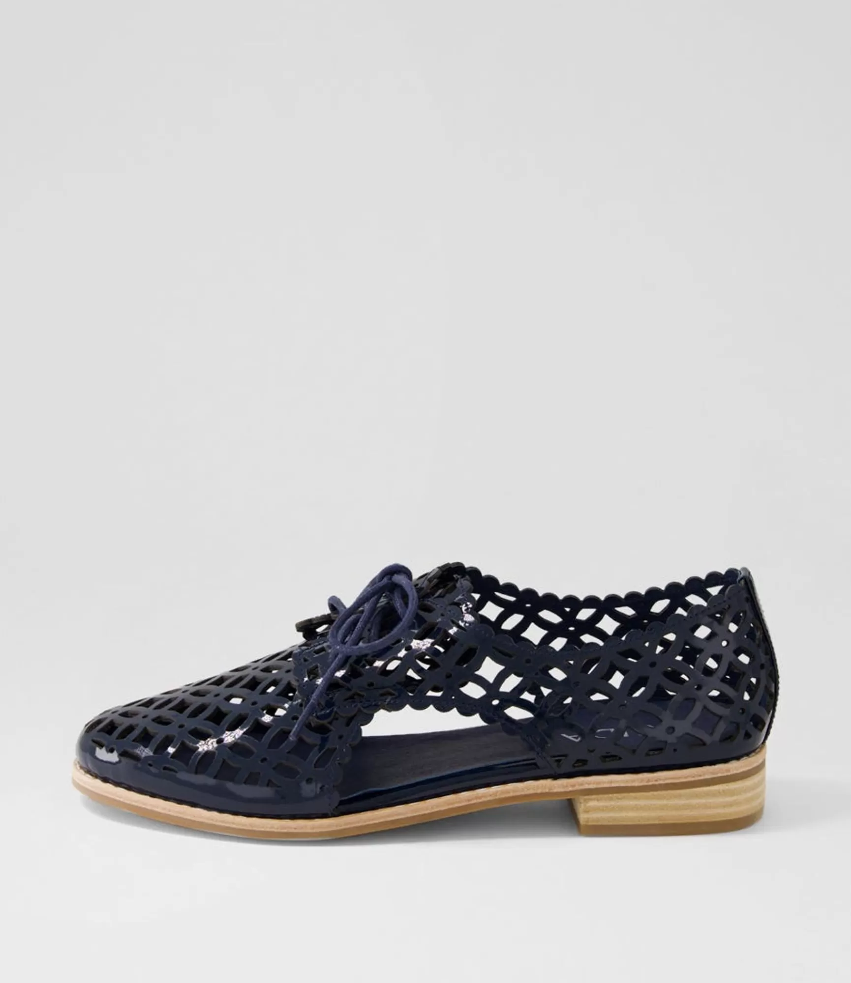 Clearance Midas Shoes Addys Navy Patent Leather Lace Up Flats