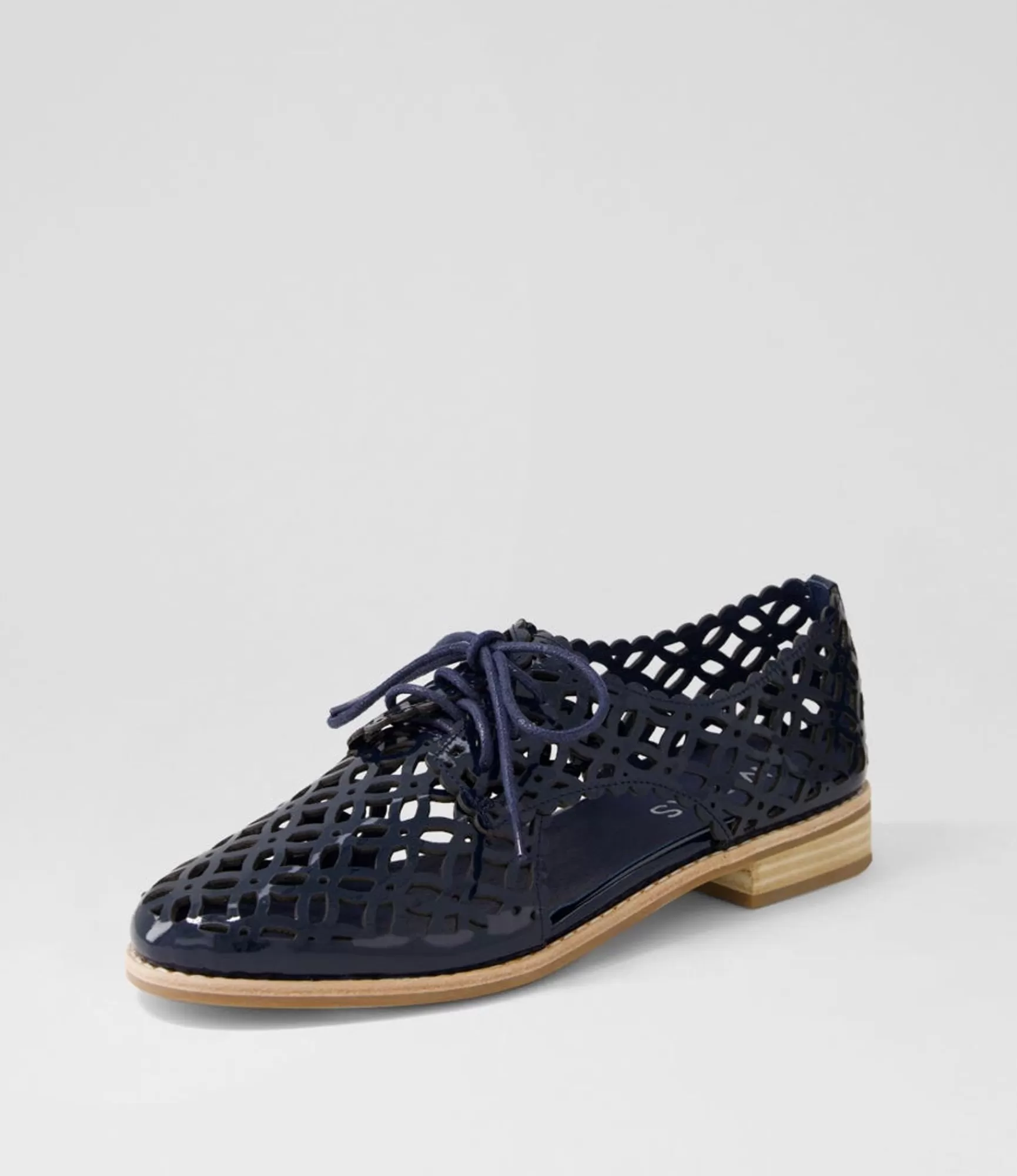 Clearance Midas Shoes Addys Navy Patent Leather Lace Up Flats