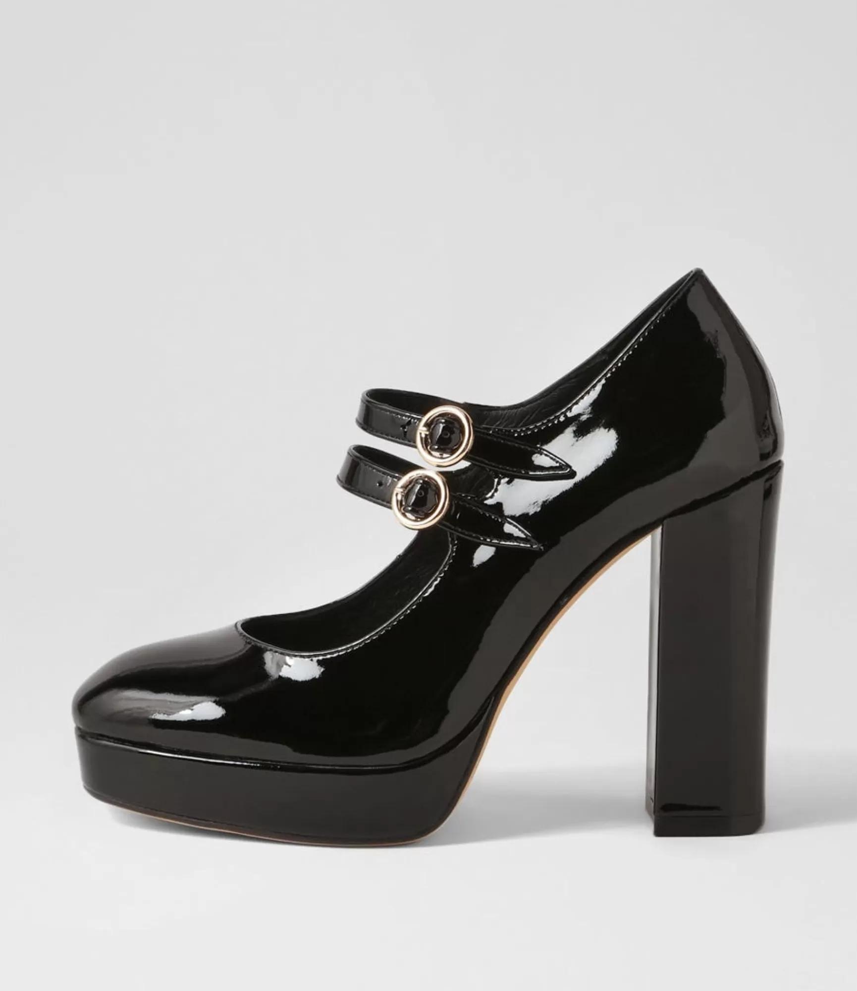 Online Midas Shoes Aines Black Patent Leather Mary Jane Heels