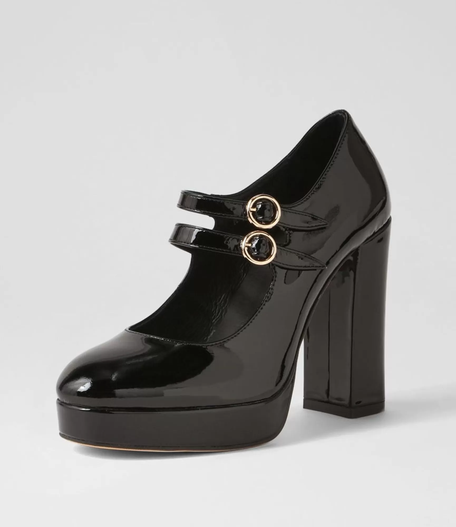 Online Midas Shoes Aines Black Patent Leather Mary Jane Heels