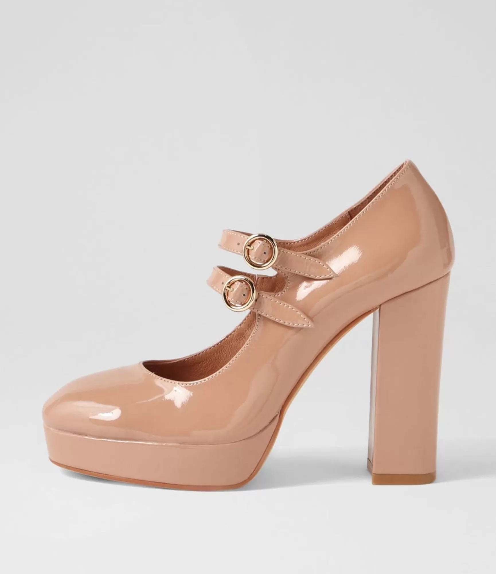 Outlet Midas Shoes Aines Dark Nude Patent Leather Mary Jane Heels