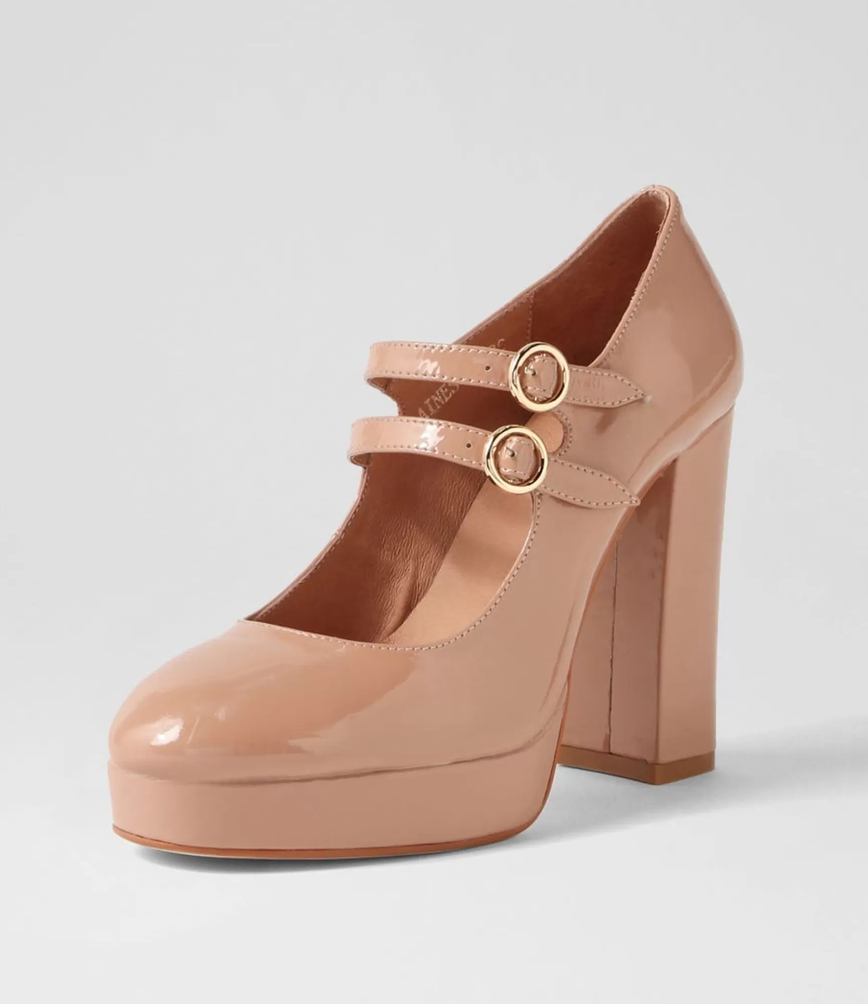 Outlet Midas Shoes Aines Dark Nude Patent Leather Mary Jane Heels