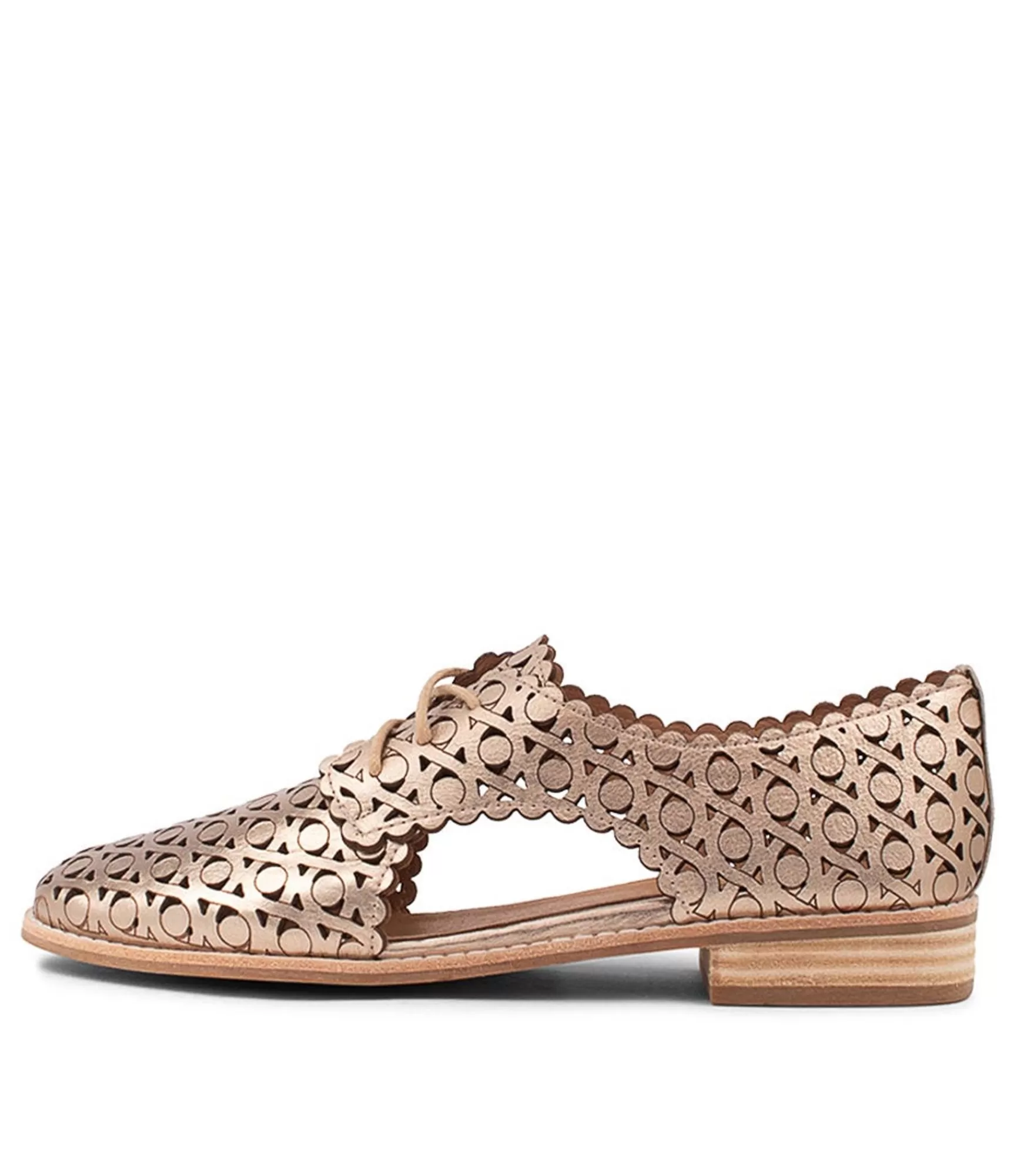Best Midas Shoes Albay Champagne Leather Lace Up Flats