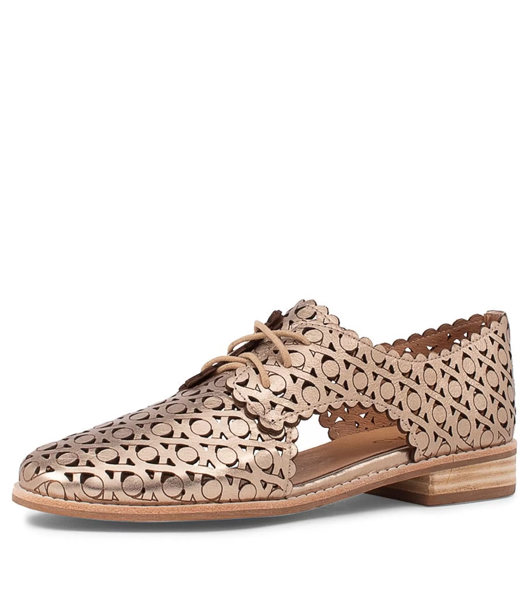 Best Midas Shoes Albay Champagne Leather Lace Up Flats