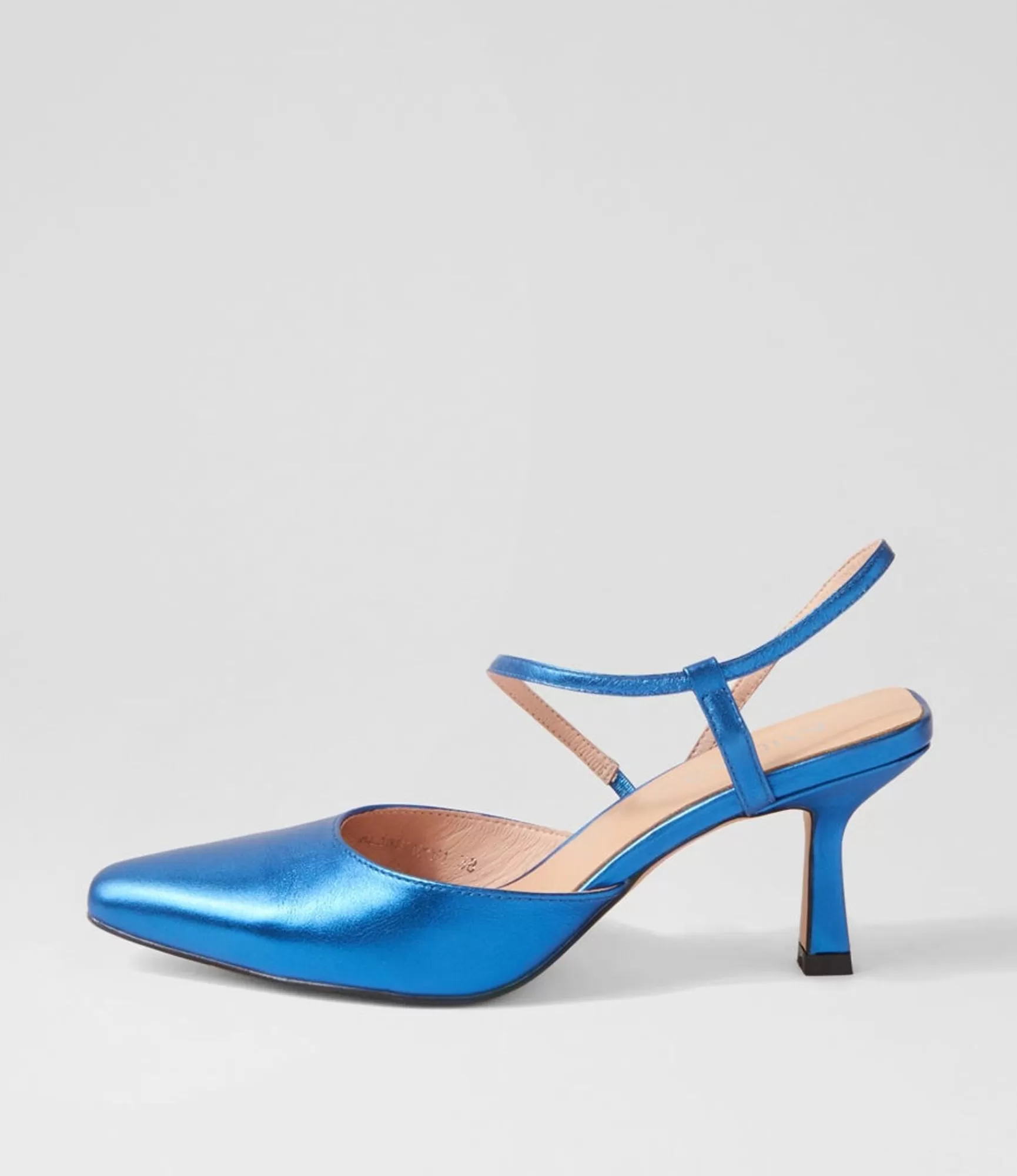 Online Midas Shoes Alindar Blue Metallic Leather Heels
