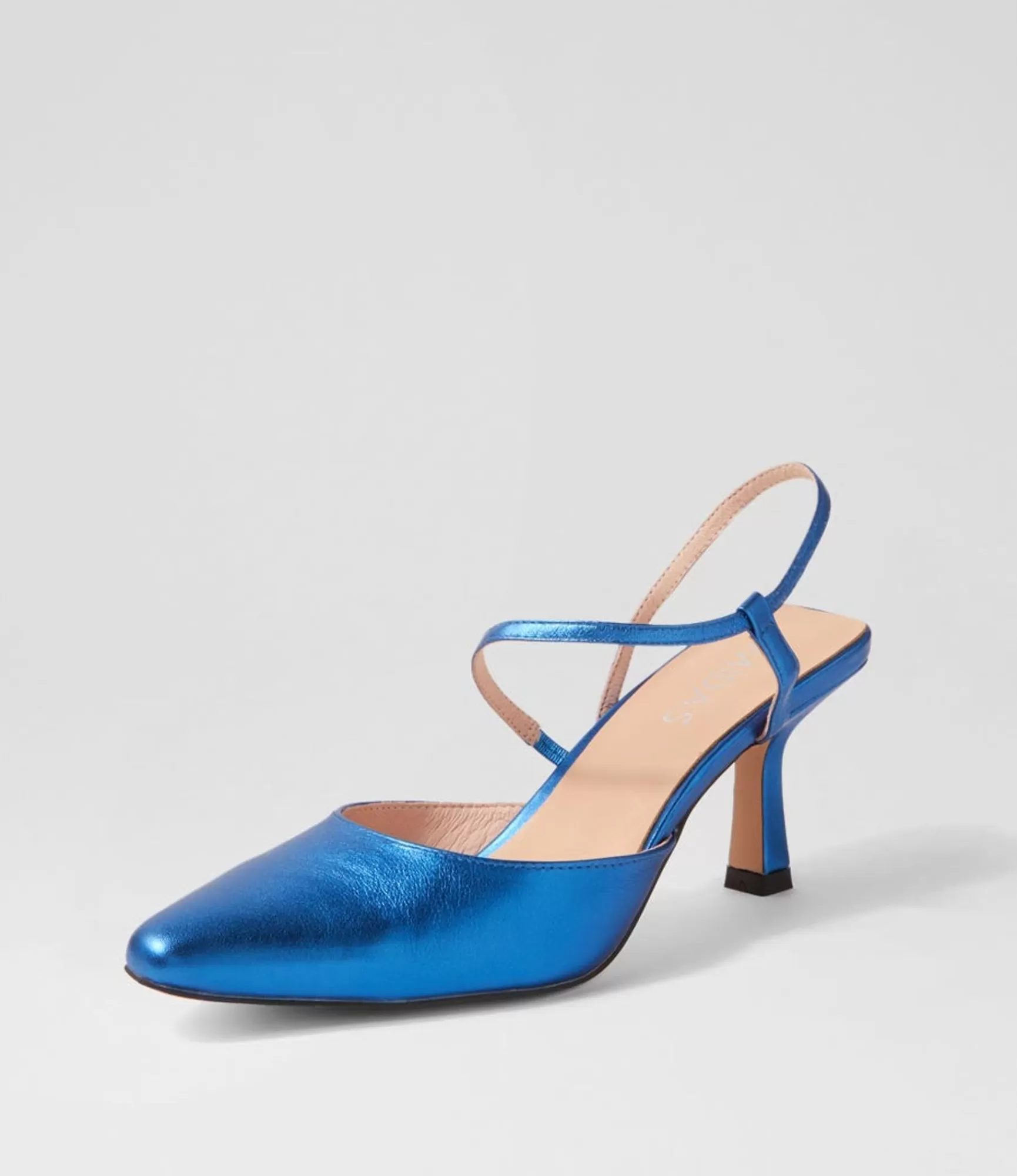 Online Midas Shoes Alindar Blue Metallic Leather Heels