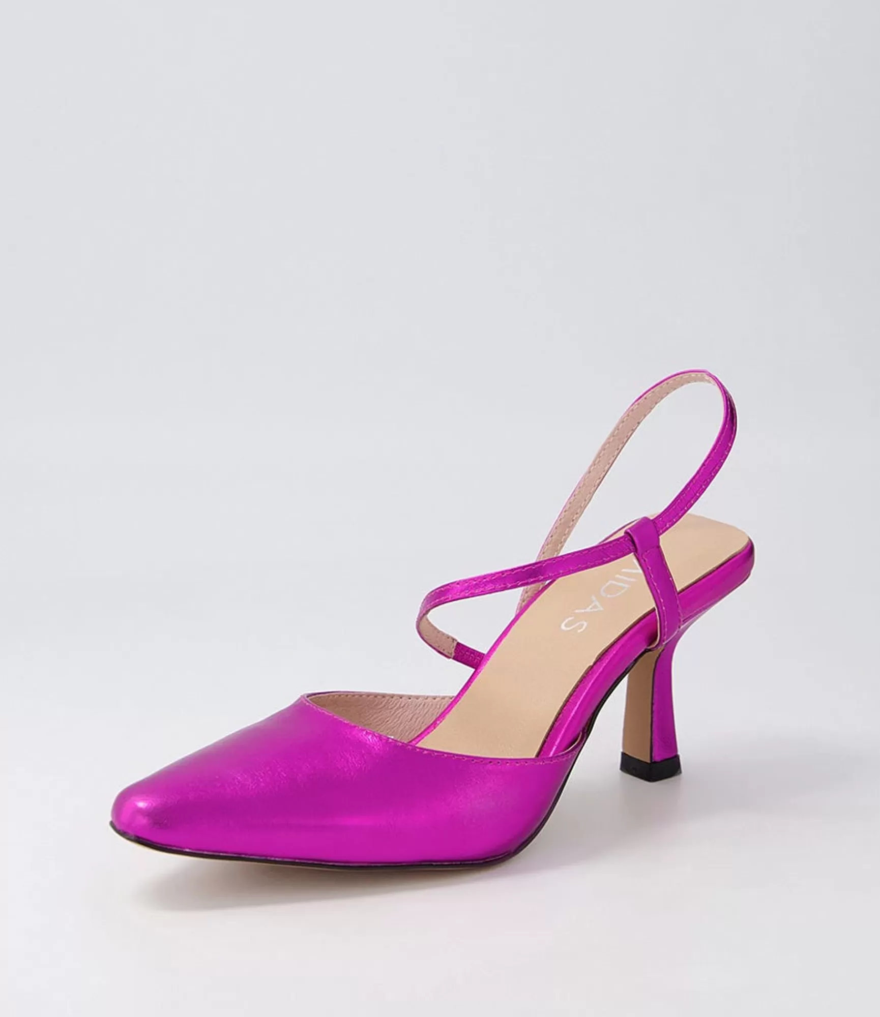 Cheap Midas Shoes Alindar Fuchsia Metallic Leather Pump Heels