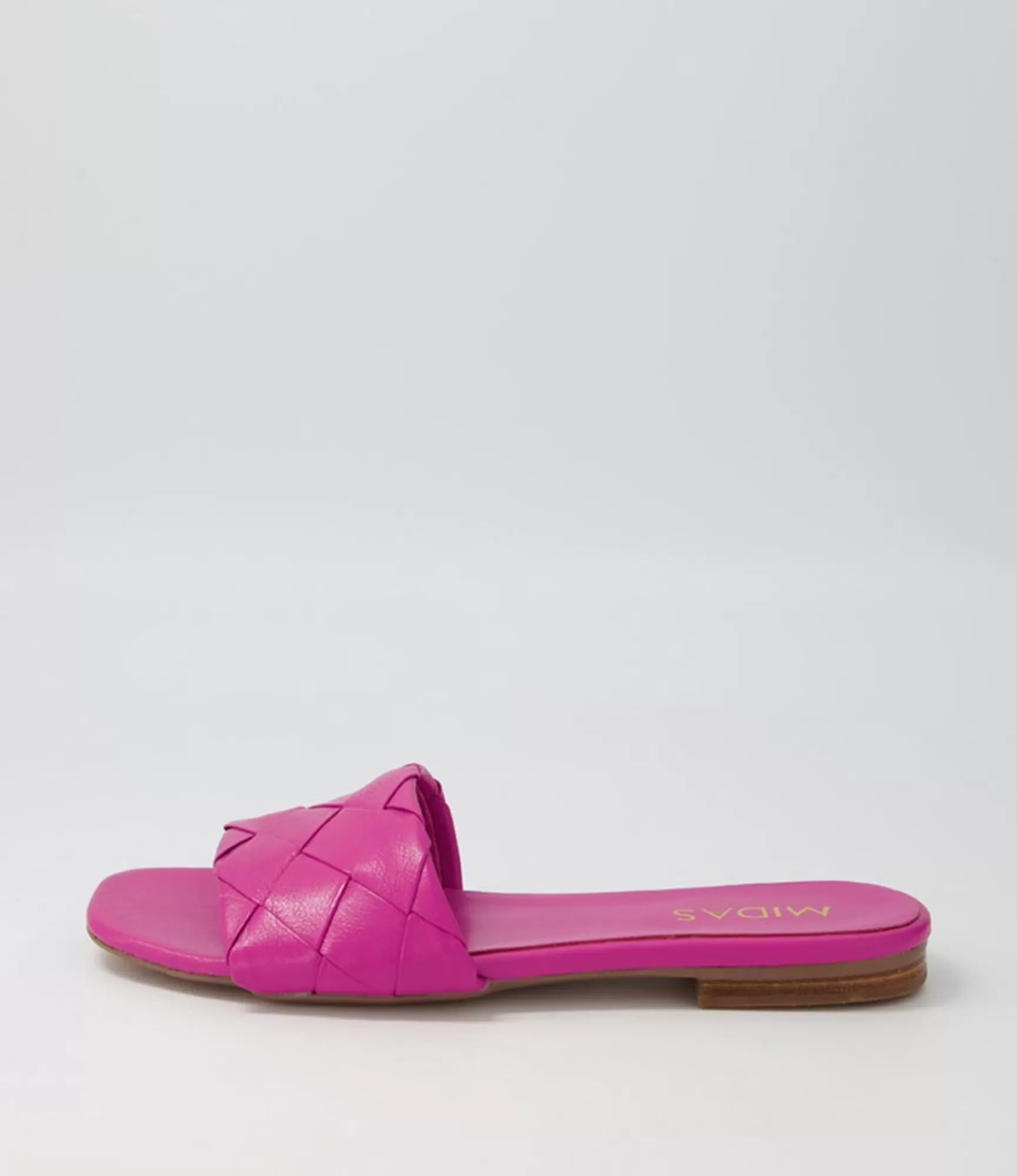 New Midas Shoes Allday Fuchsia Leather Slides