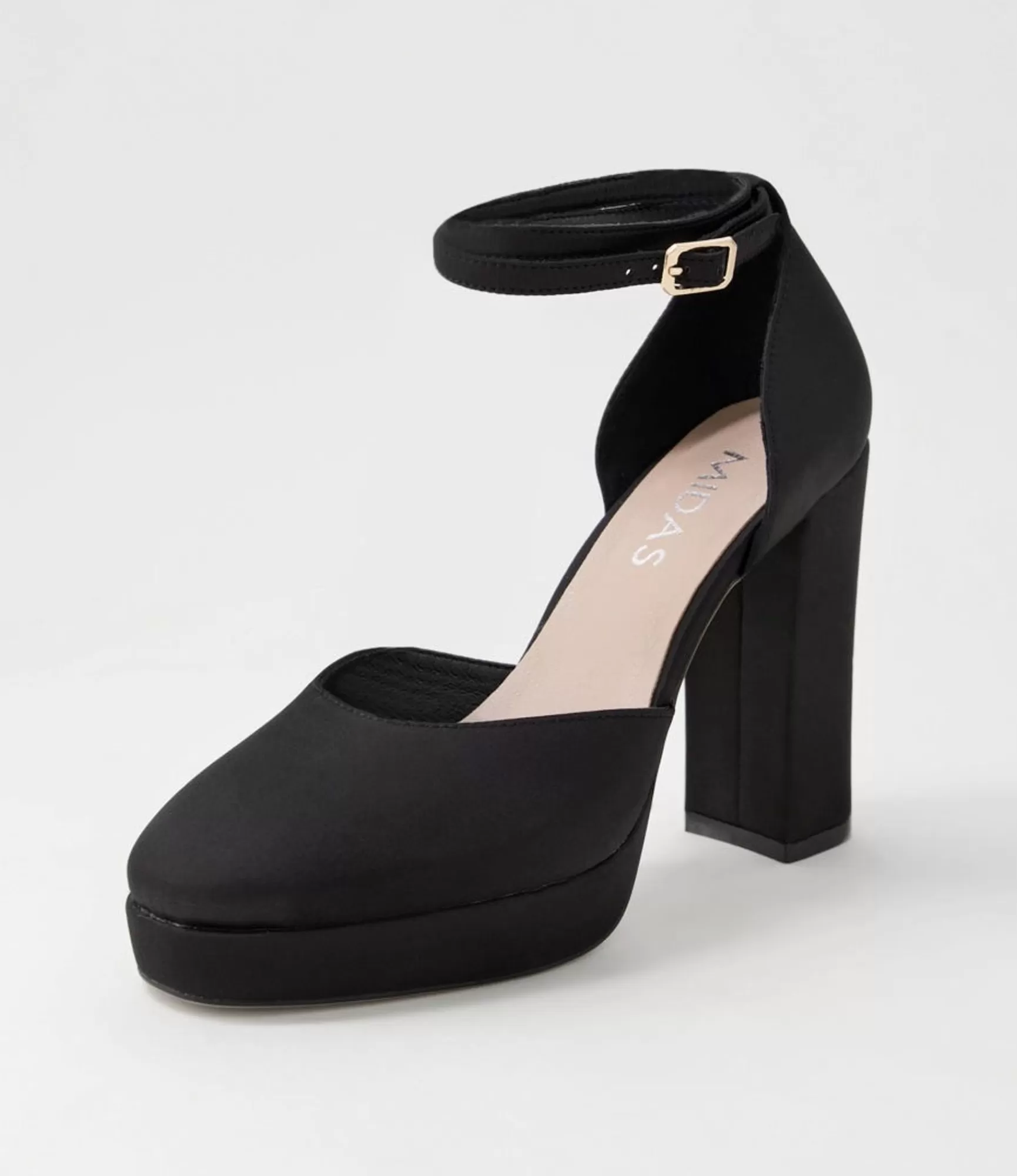 Sale Midas Shoes Amba Black Satin Mary Jane Heels