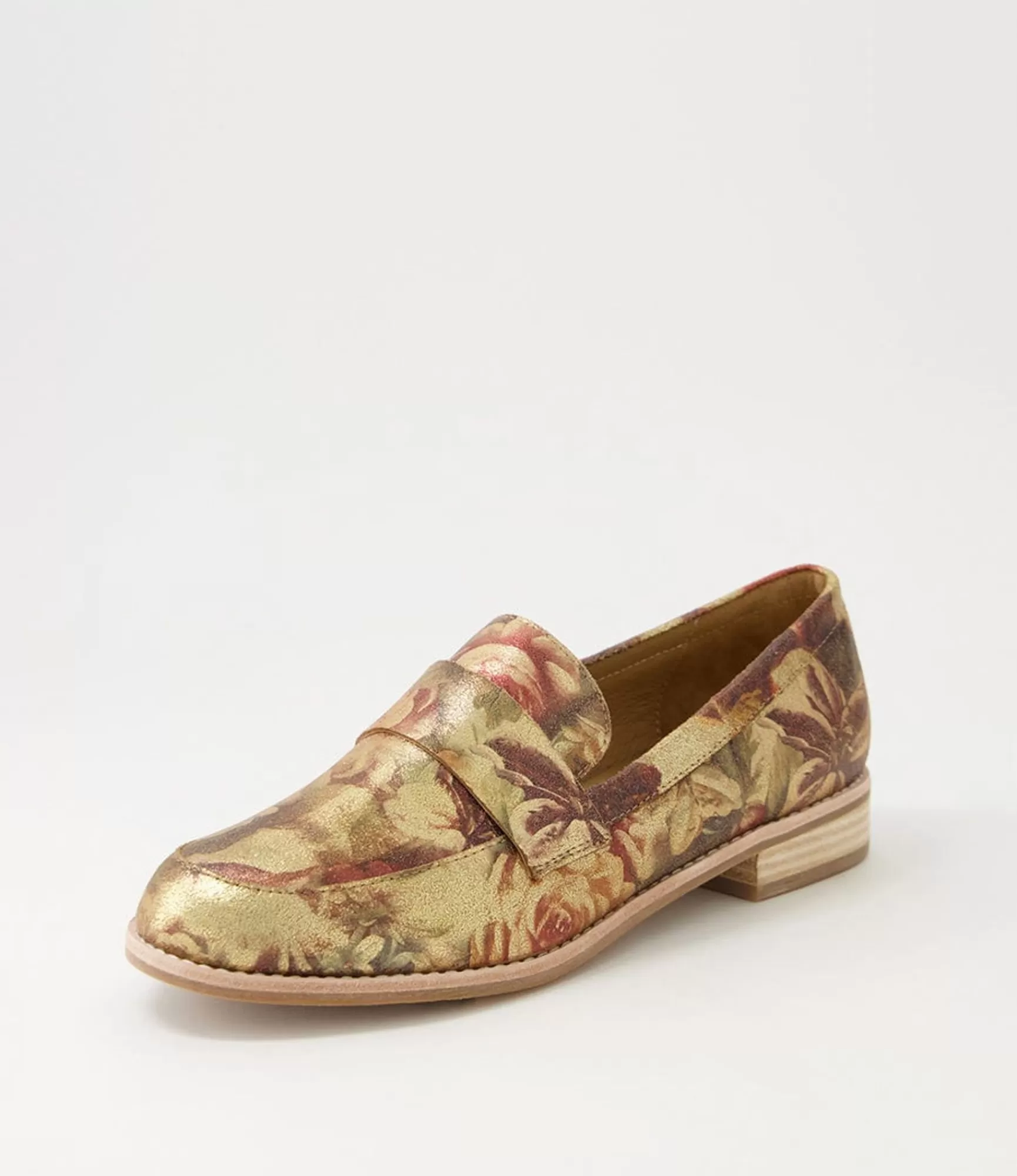 Online Midas Shoes Aqueen Vintage Metal Floral Leather Loafers