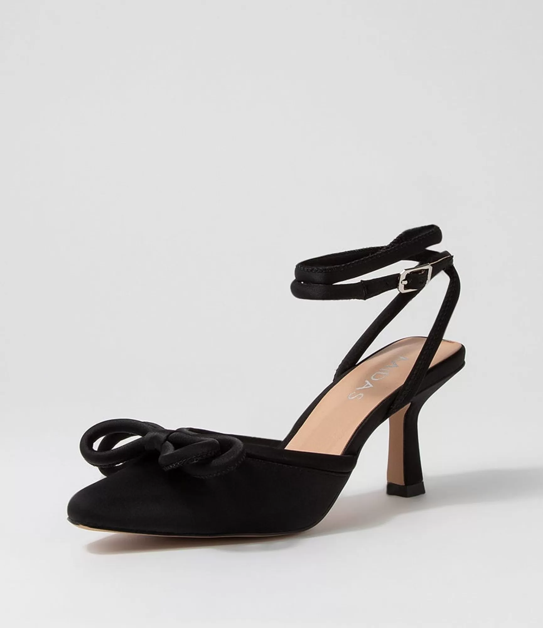 Discount Midas Shoes Arabell Black Satin Heels