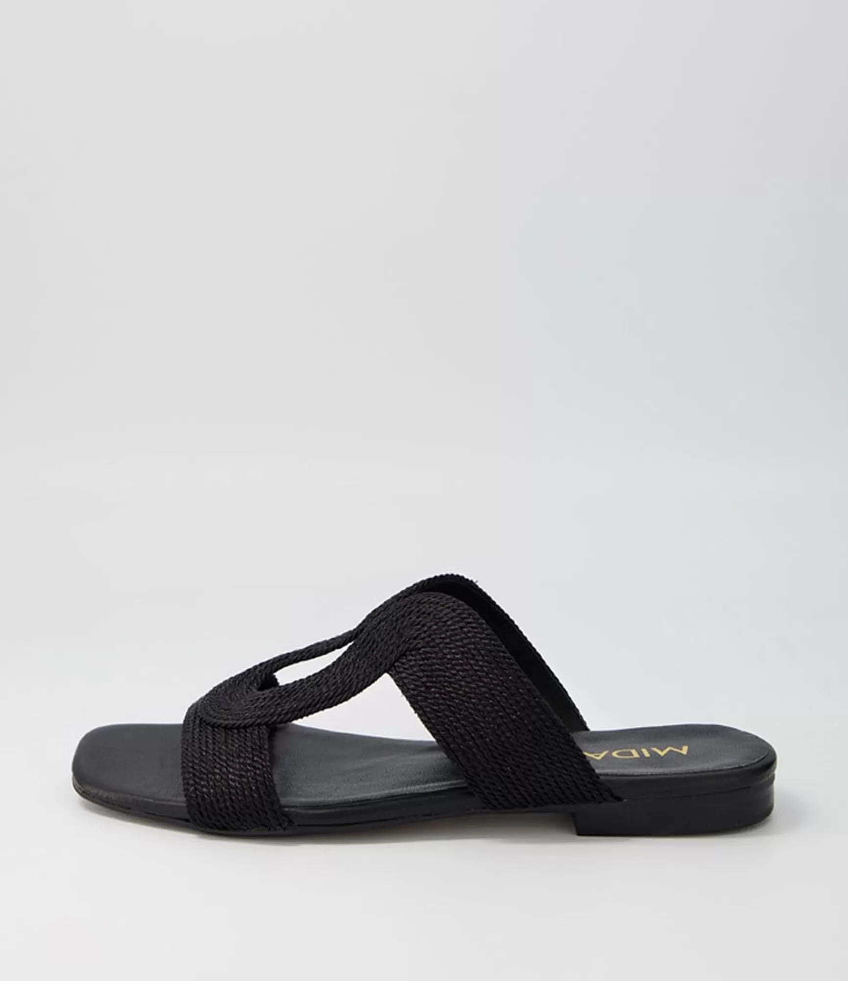 Cheap Midas Shoes Arden Black Rope Leather Slides
