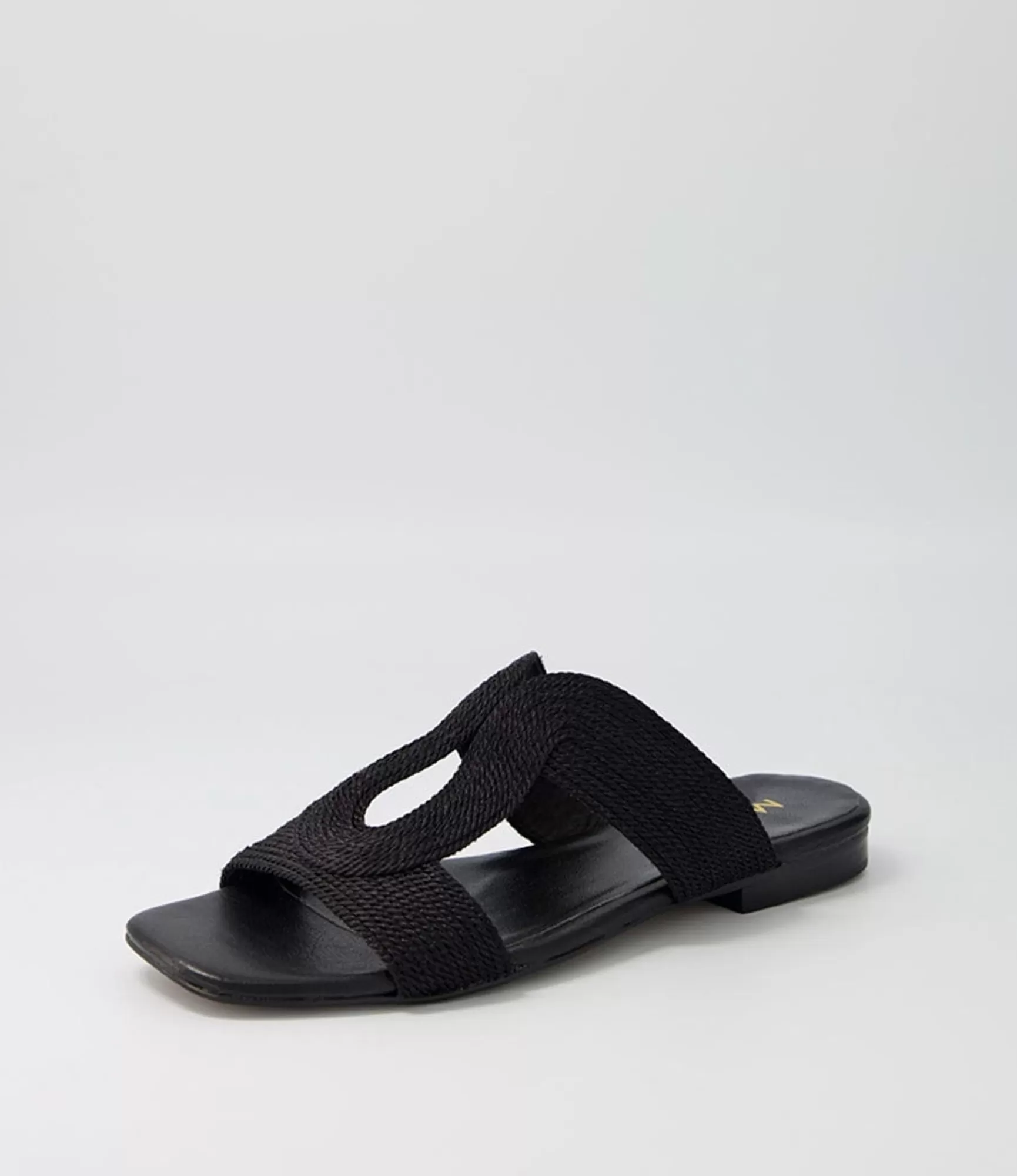 Cheap Midas Shoes Arden Black Rope Leather Slides