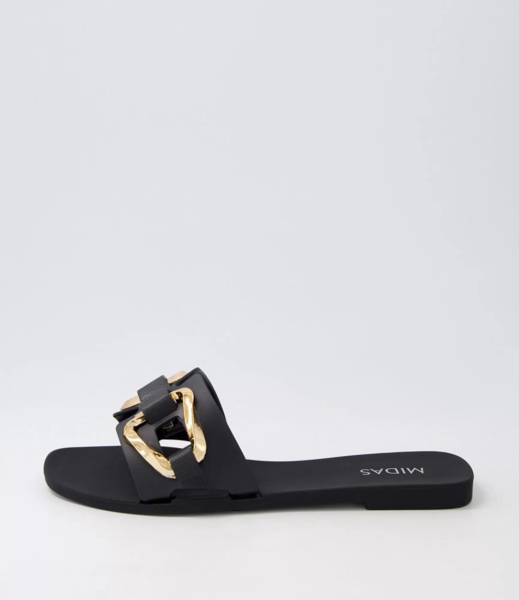 Store Midas Shoes Ariane Black Gold Jelly Slides