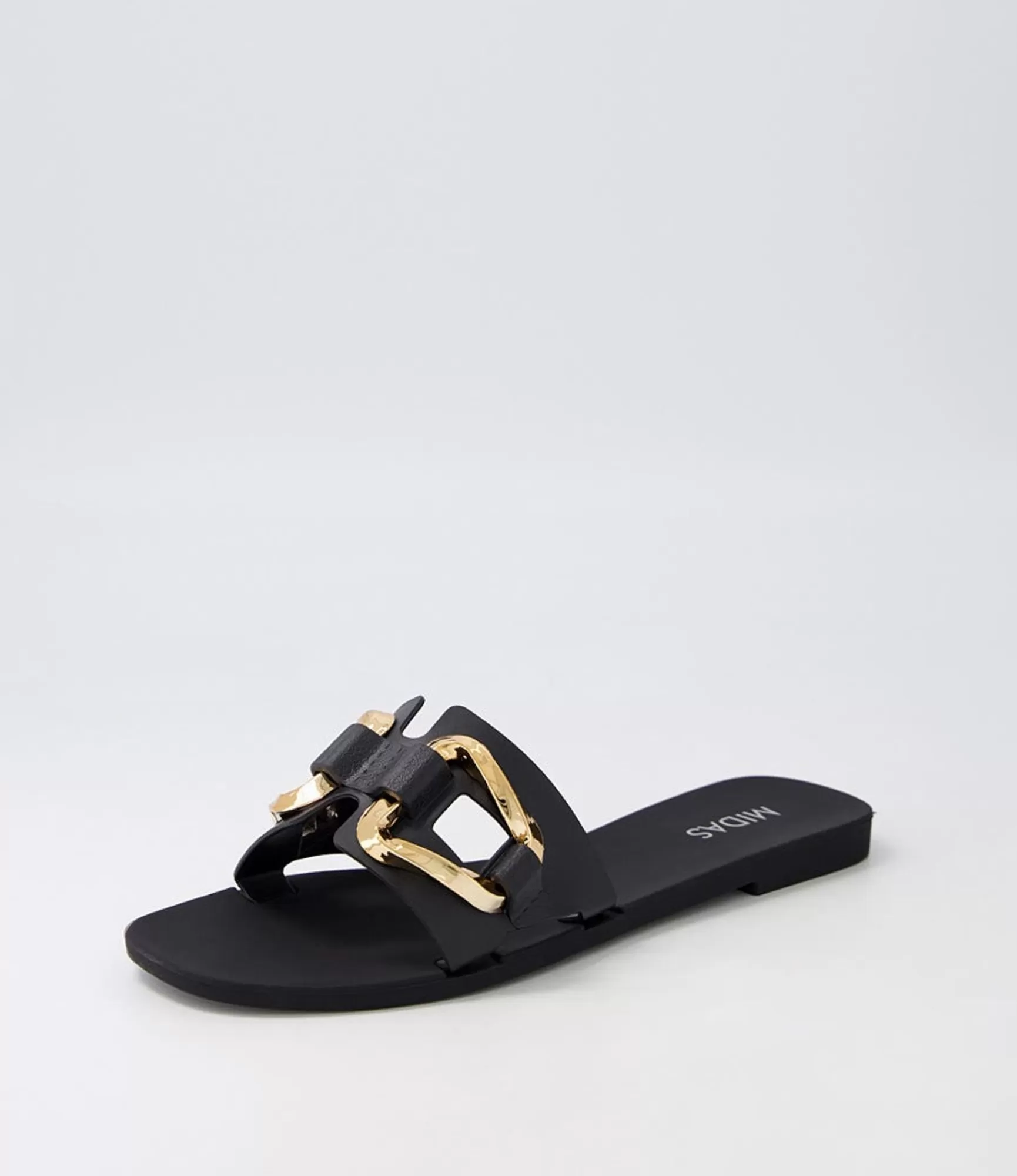 Store Midas Shoes Ariane Black Gold Jelly Slides