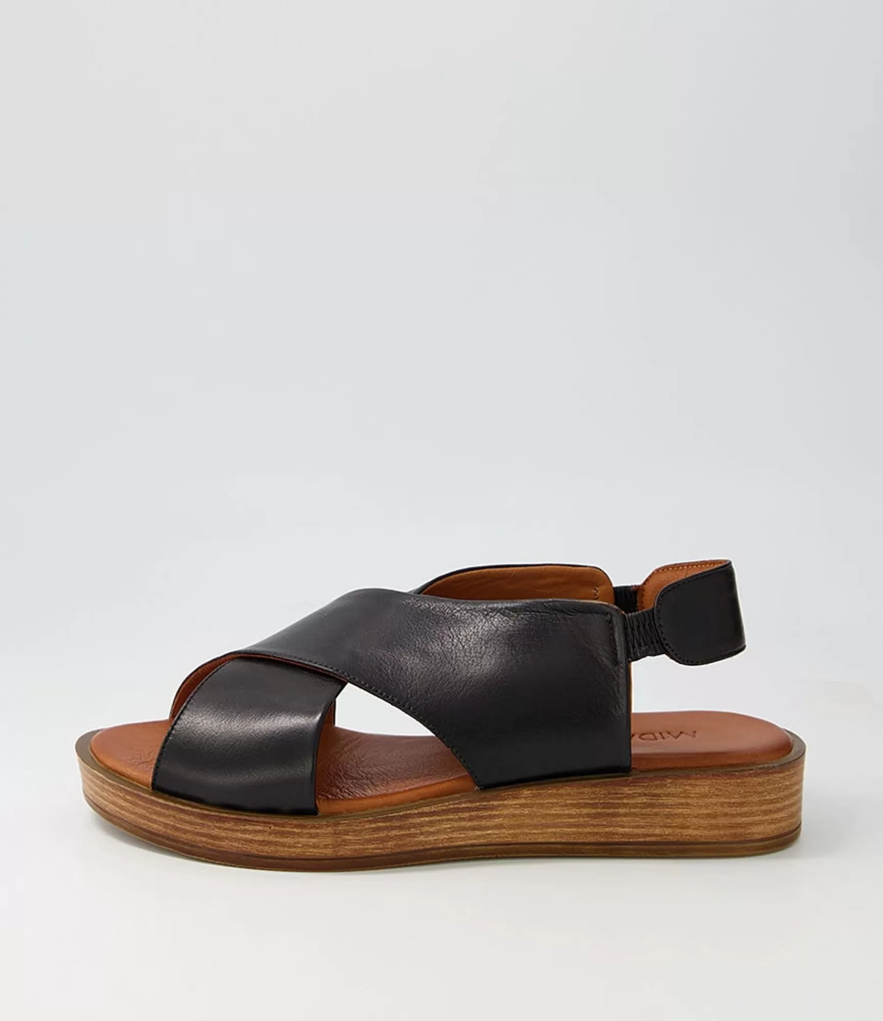 Outlet Midas Shoes Authora Black Natural Sole Leather Sandals