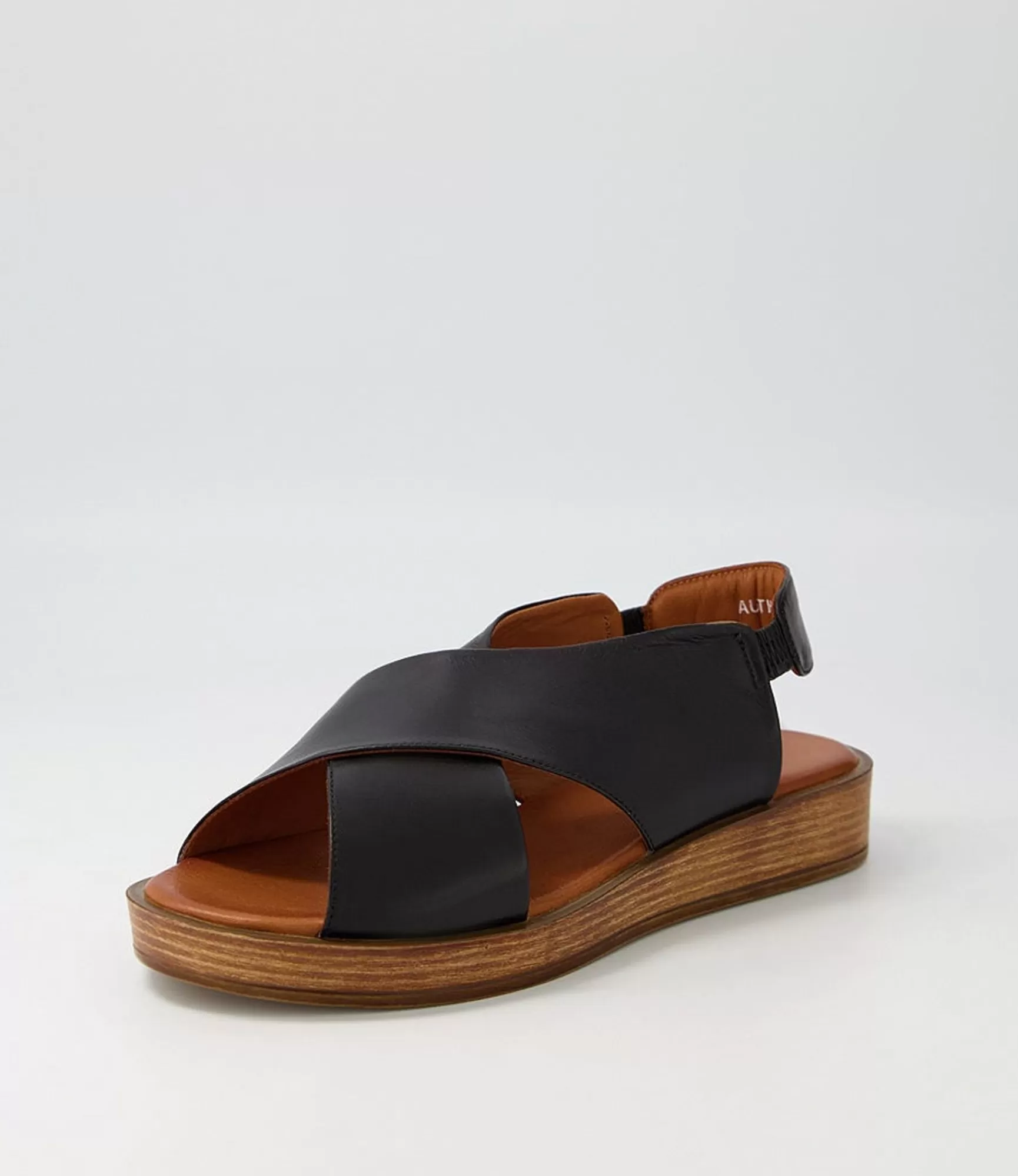 Outlet Midas Shoes Authora Black Natural Sole Leather Sandals