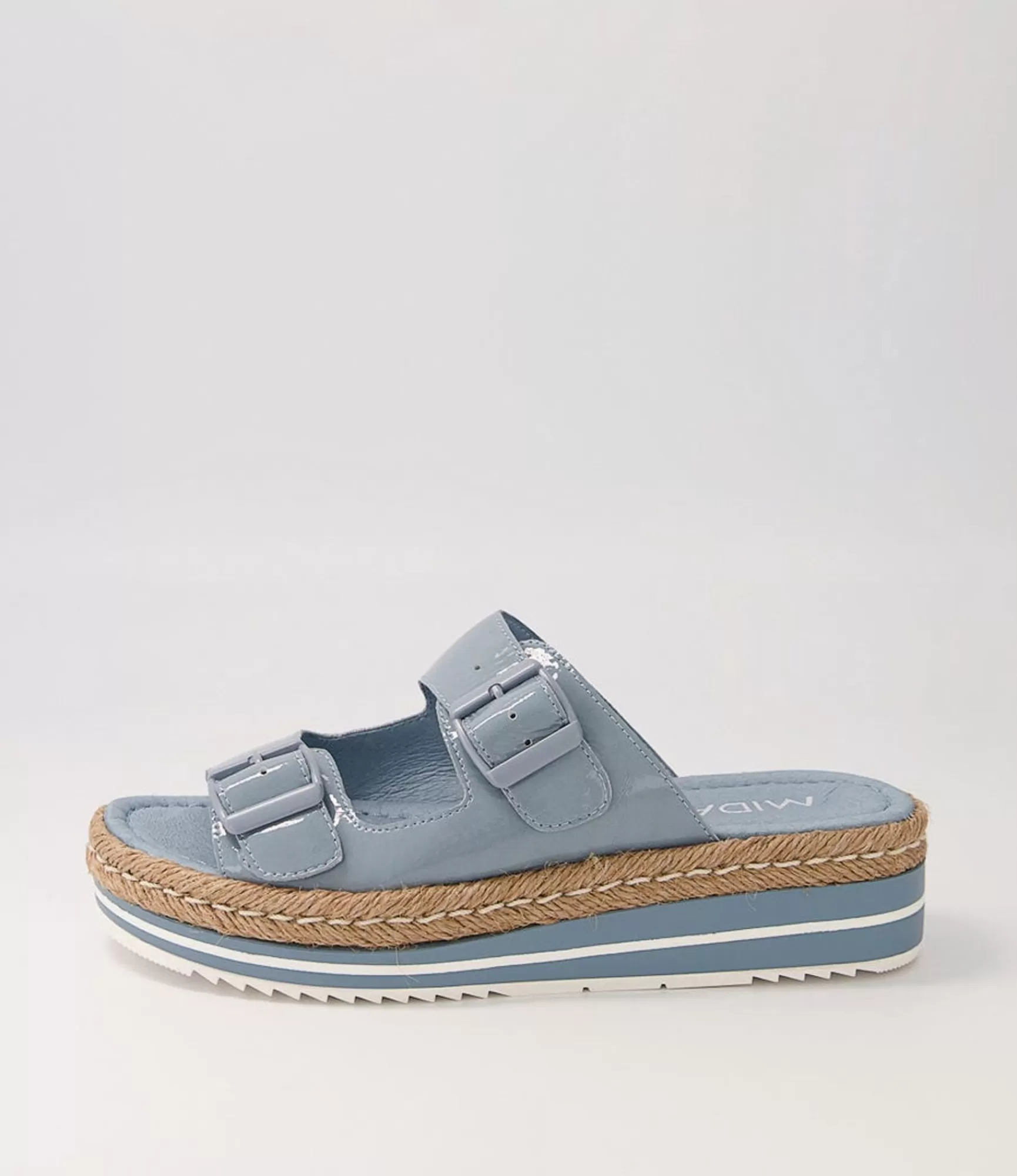 Sale Midas Shoes Axil Denim Patent Leather Slides