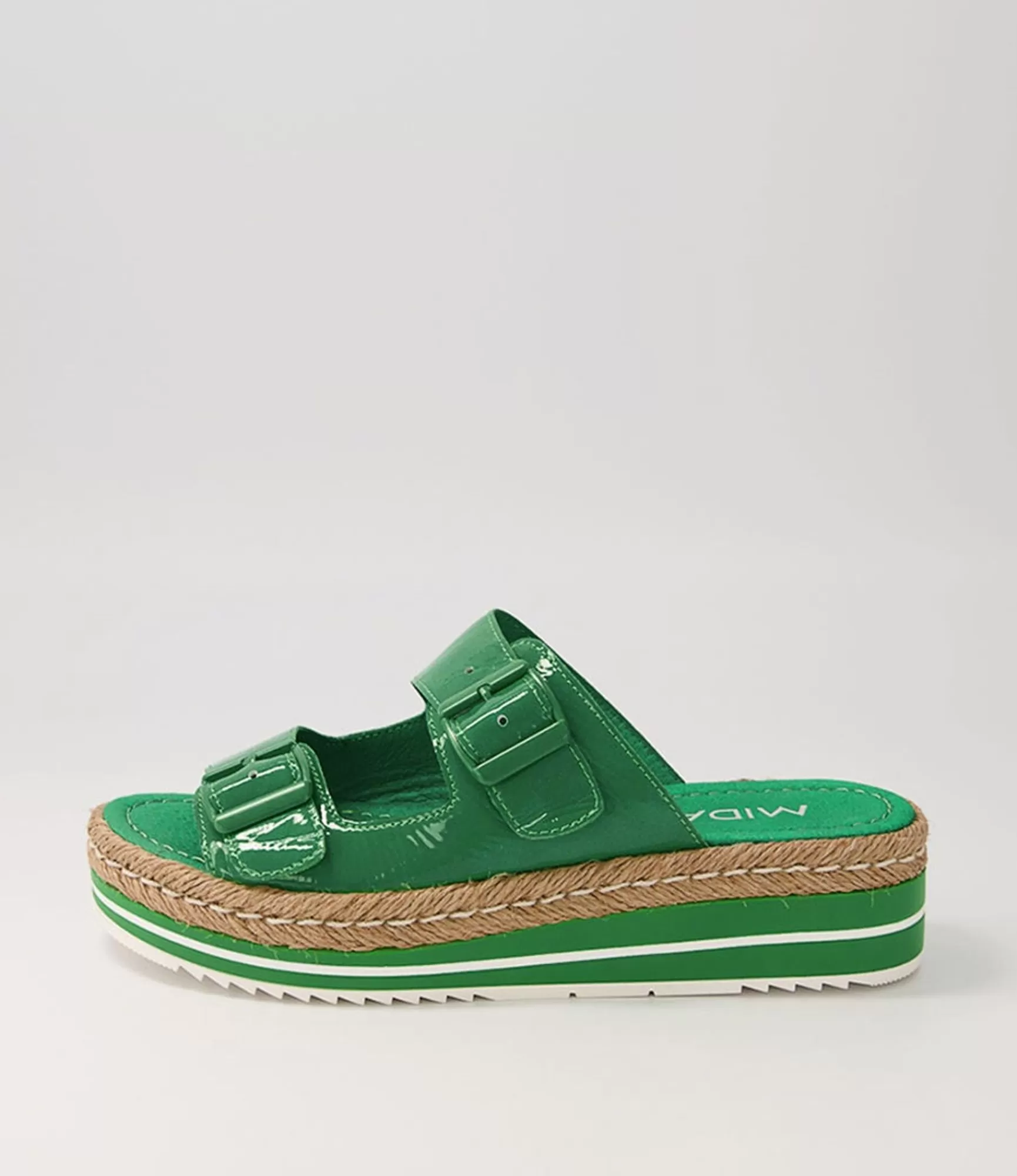 Outlet Midas Shoes Axil Emerald Patent Leather Slides