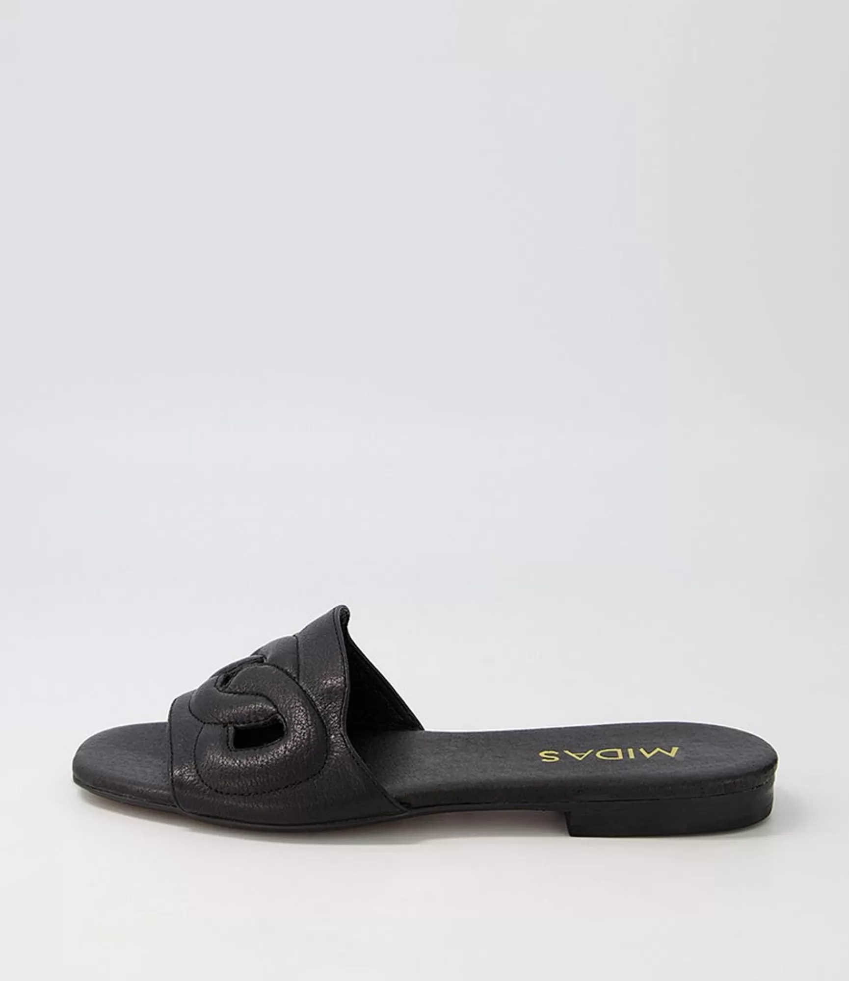Hot Midas Shoes Aysorie Black Leather Slides