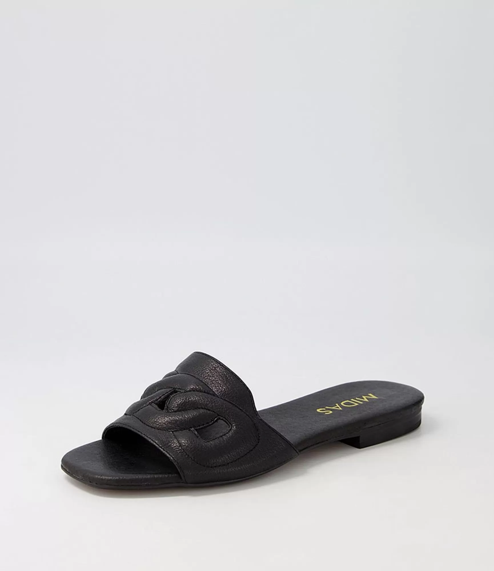 Hot Midas Shoes Aysorie Black Leather Slides