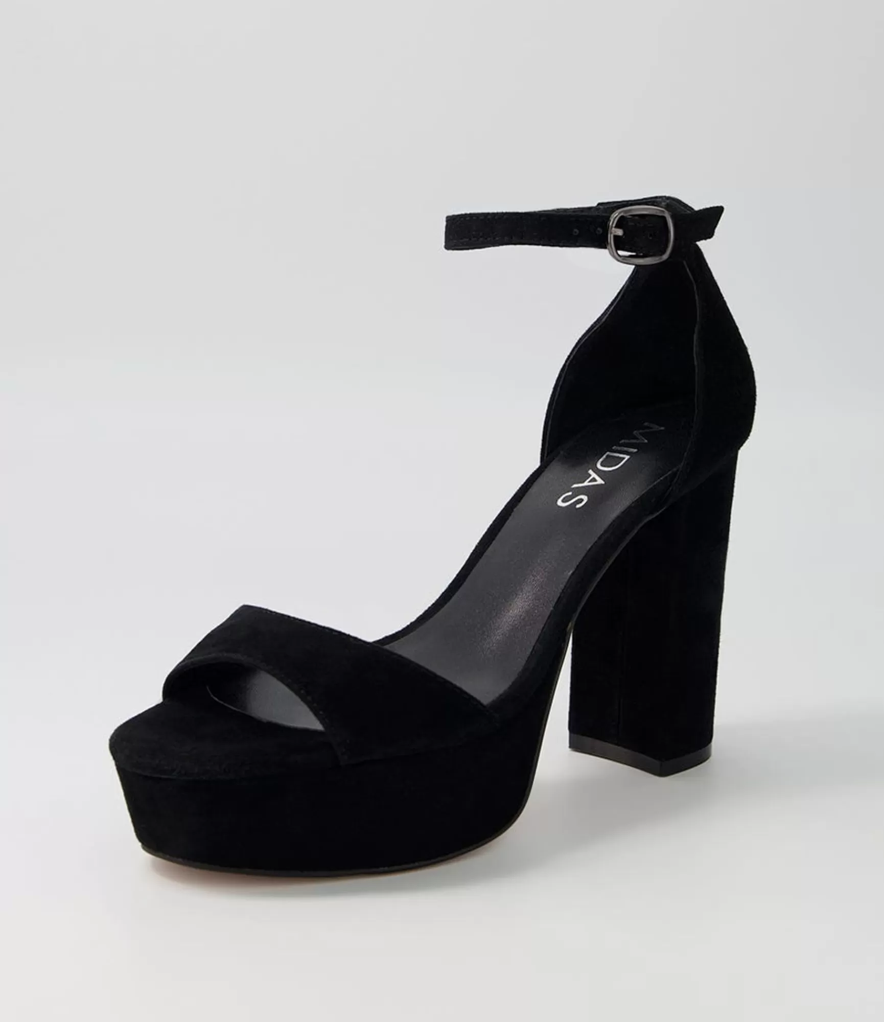 Online Midas Shoes Azure Black Suede Sandals