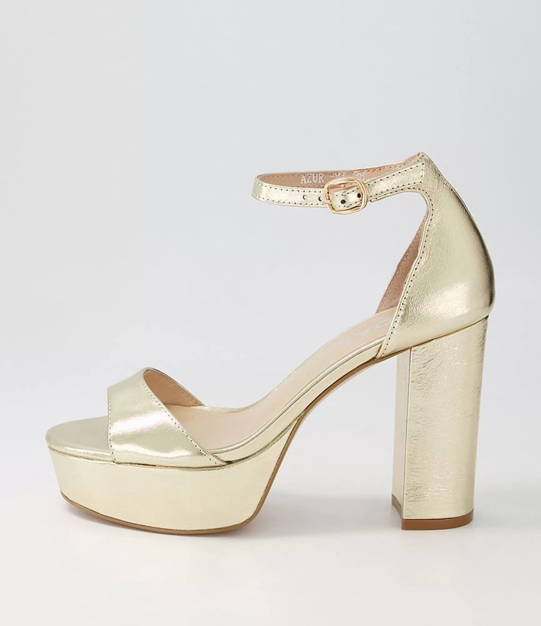 Best Midas Shoes Azure Pale Gold Crinkle Leather Sandals