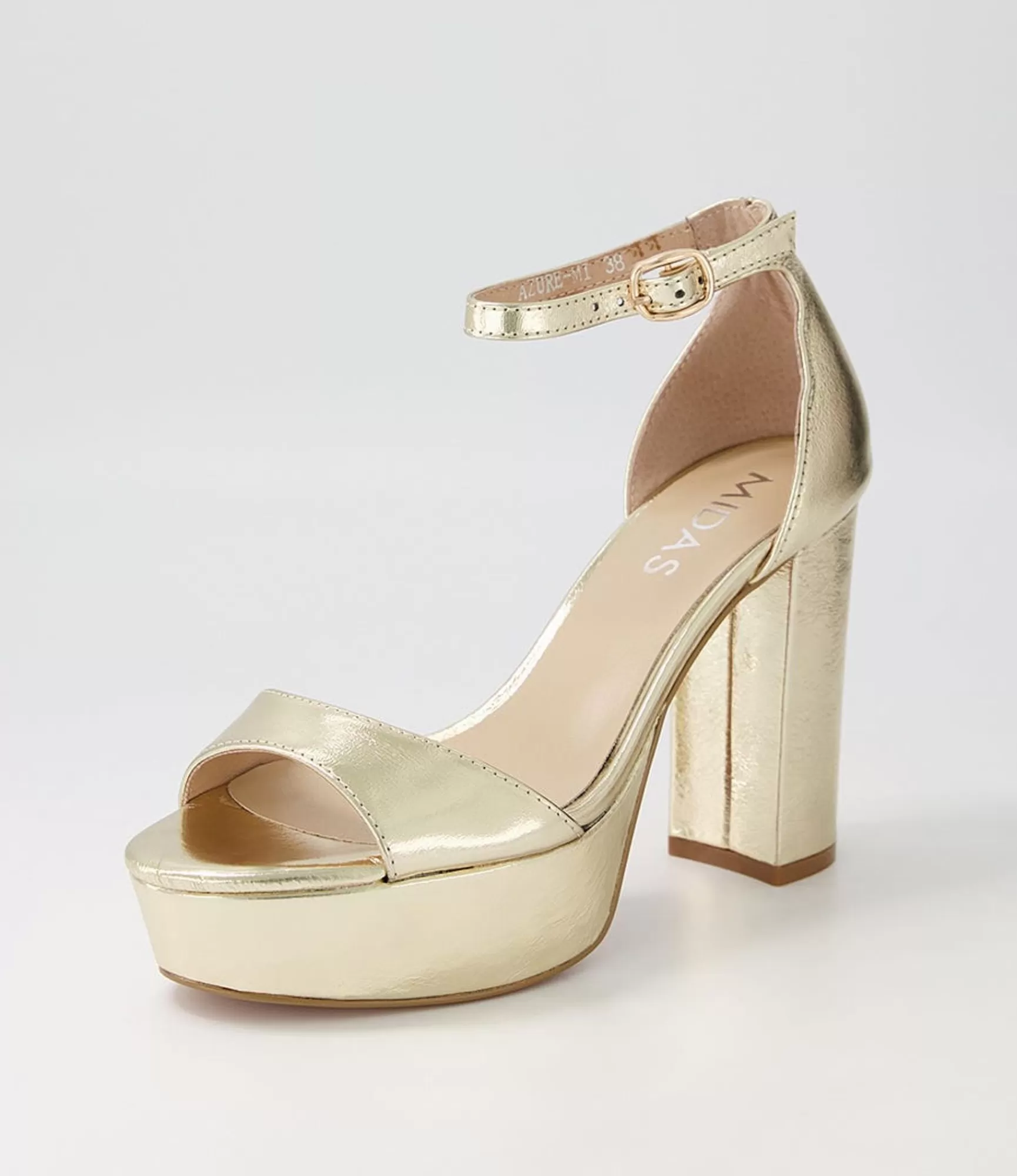 Best Midas Shoes Azure Pale Gold Crinkle Leather Sandals