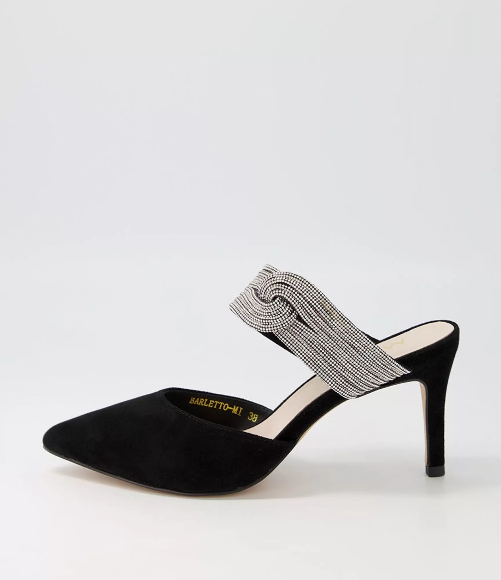 Clearance Midas Shoes Barletto Black Suede Jewels Pump Heels