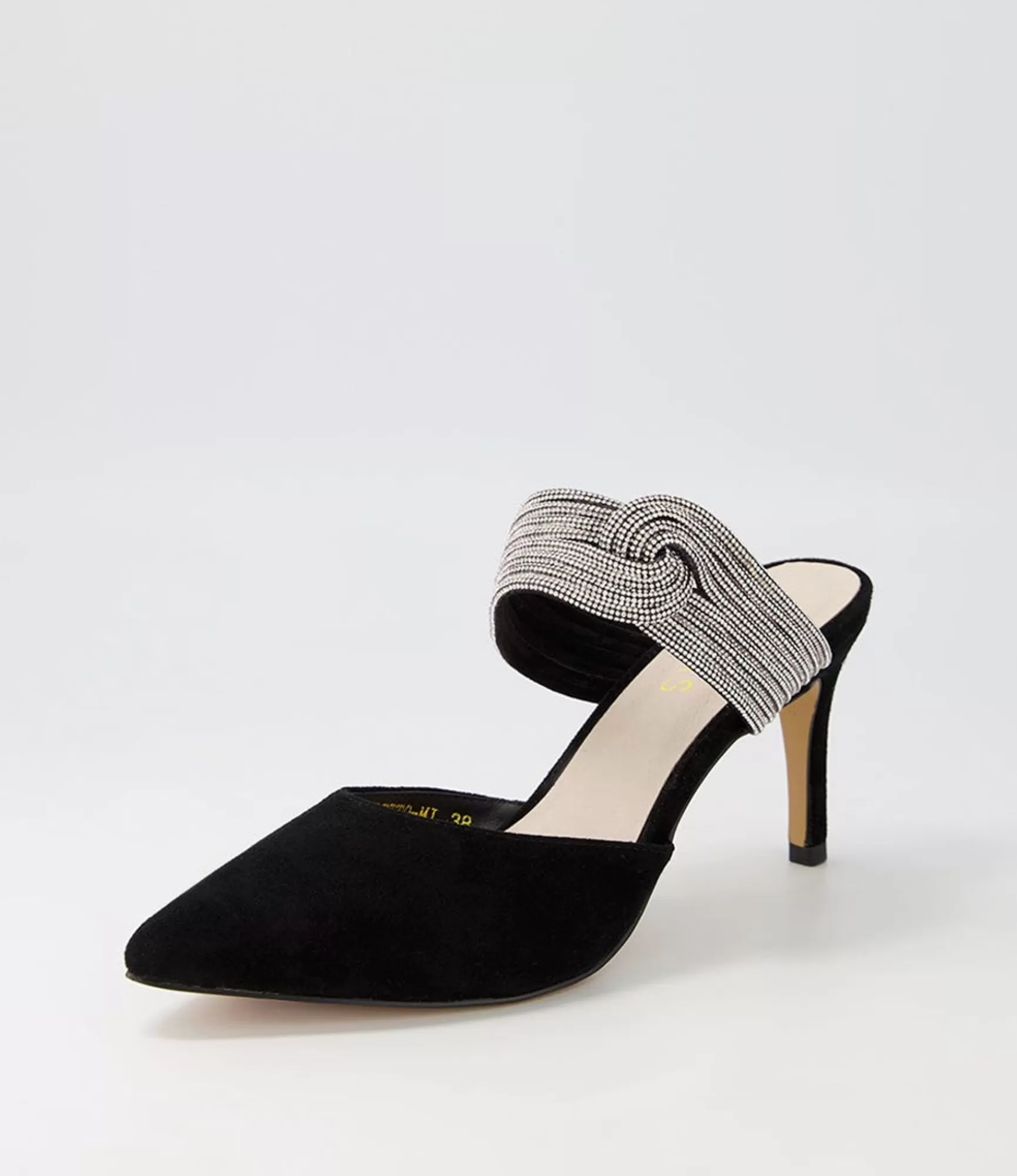 Clearance Midas Shoes Barletto Black Suede Jewels Pump Heels
