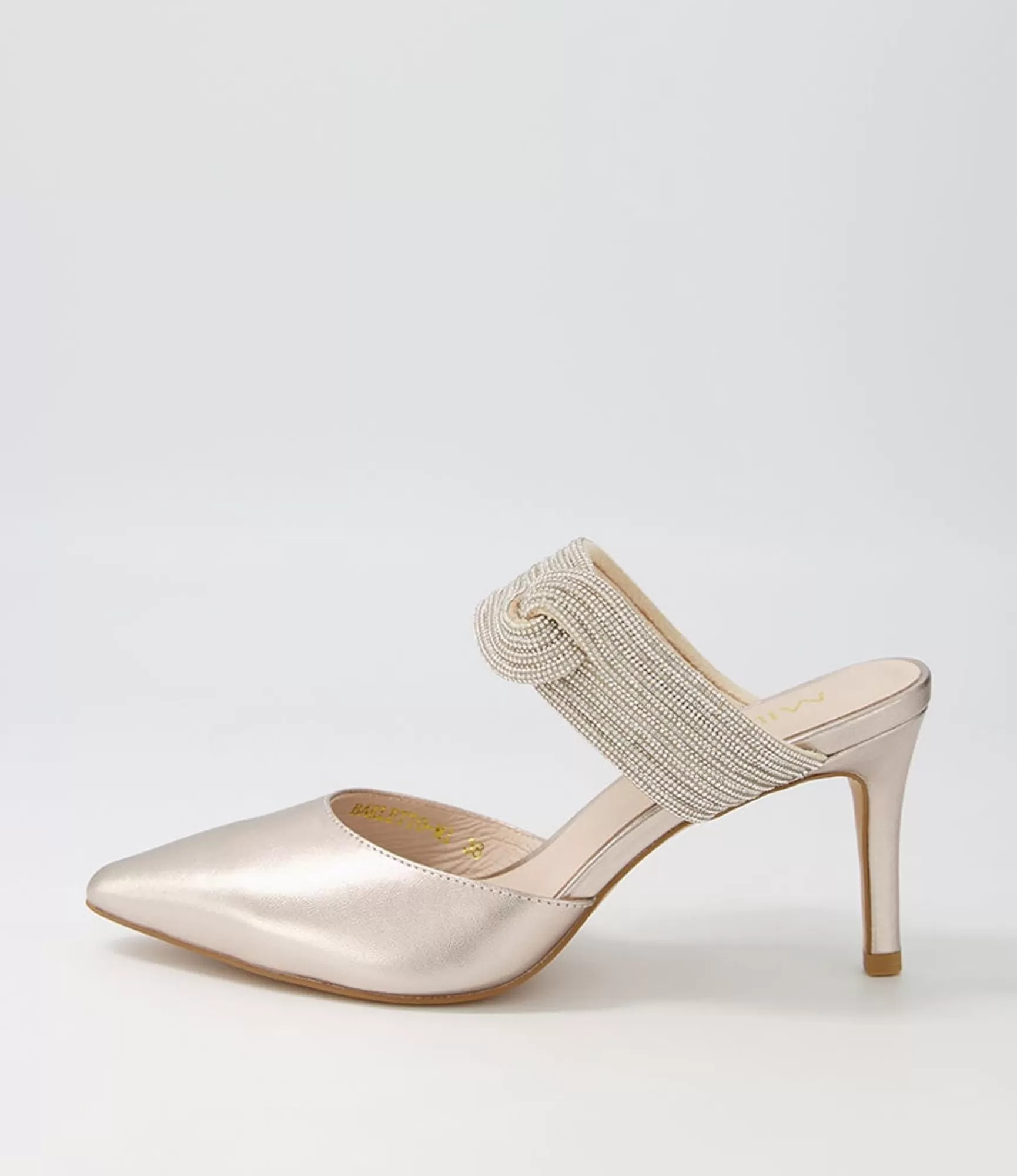 New Midas Shoes Barletto Platino Leather Jewels Pump Heels
