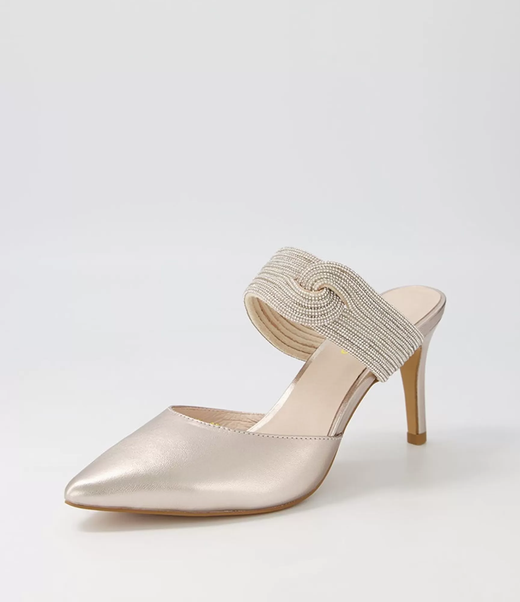 New Midas Shoes Barletto Platino Leather Jewels Pump Heels