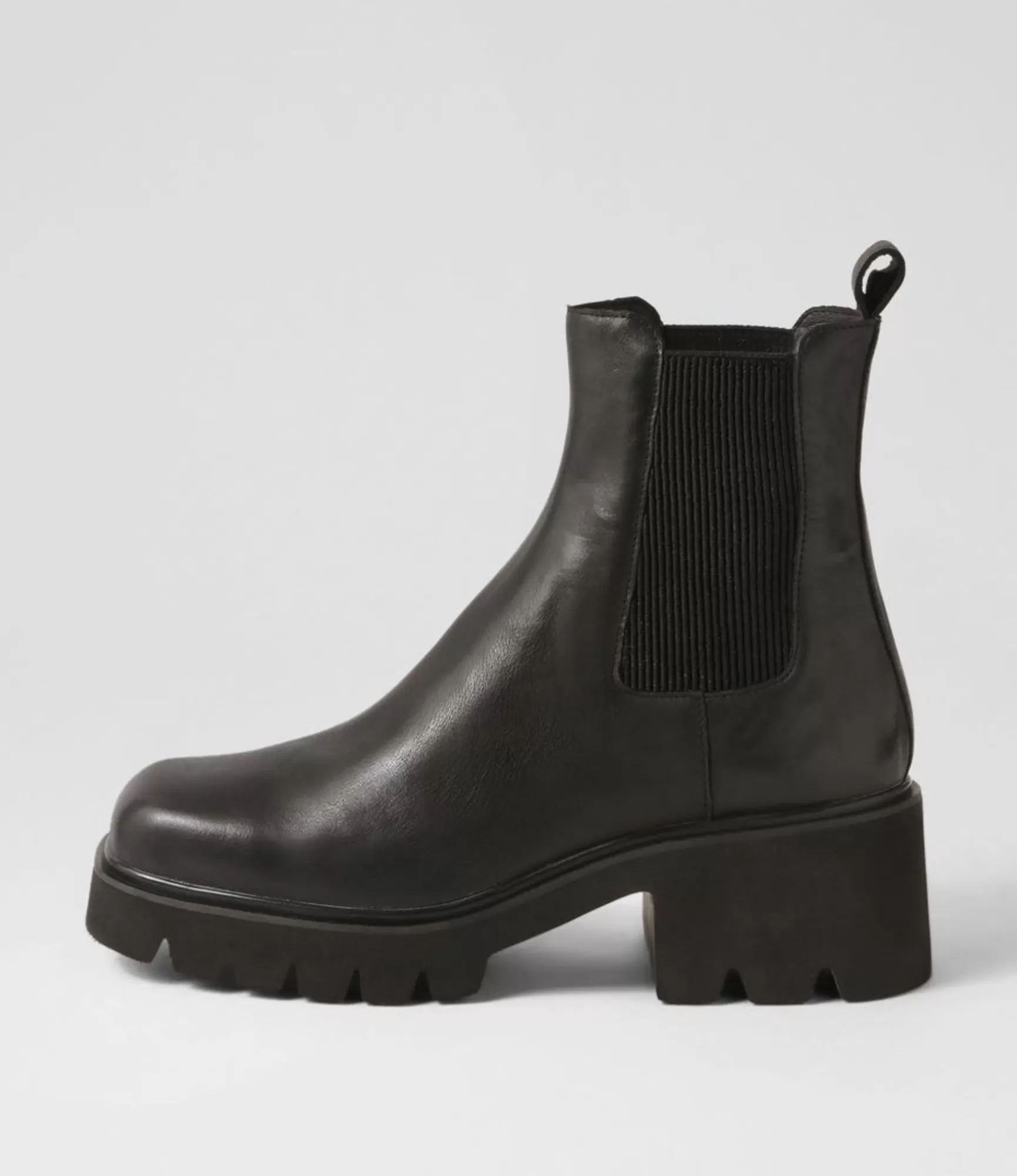 Hot Midas Shoes Barraks Black Leather Elastic Chelsea Boots
