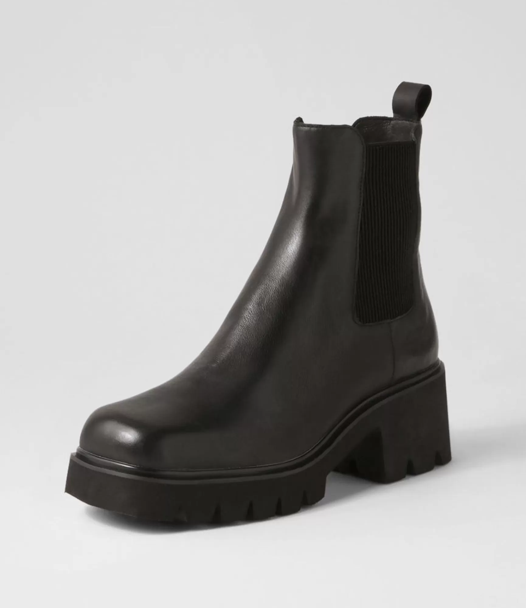 Hot Midas Shoes Barraks Black Leather Elastic Chelsea Boots