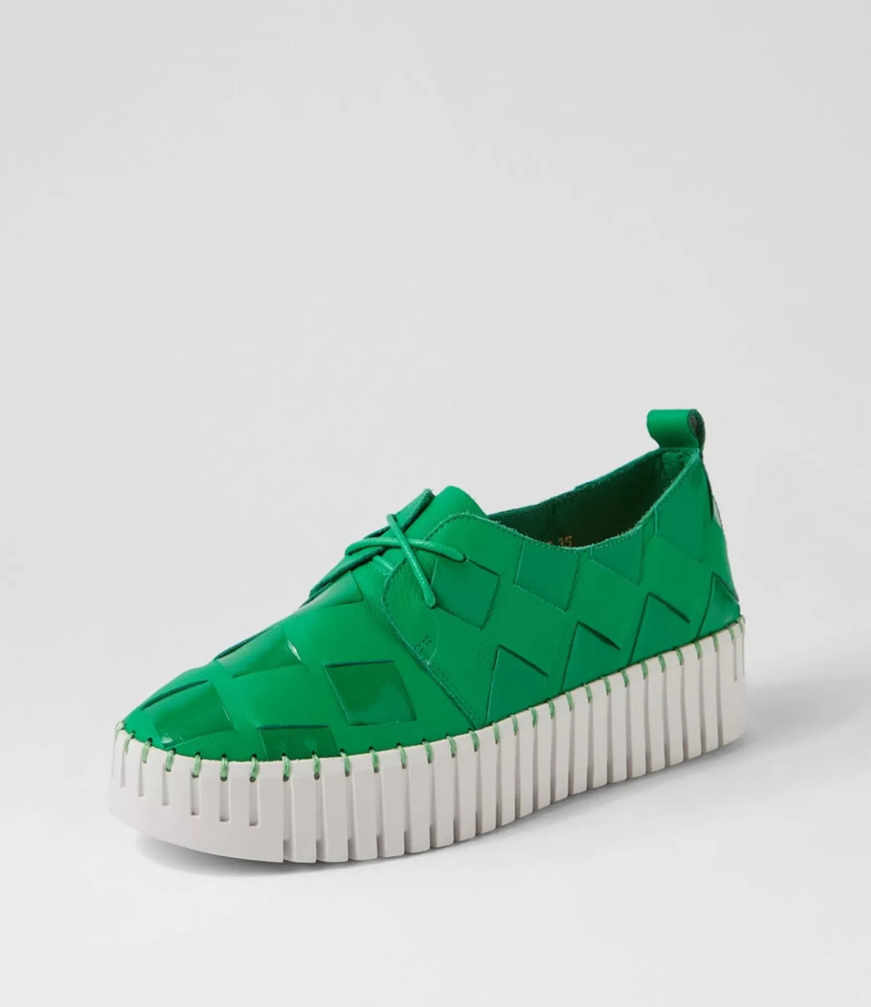 Online Midas Shoes Baxton Emerald White Leather Patent Sneakers
