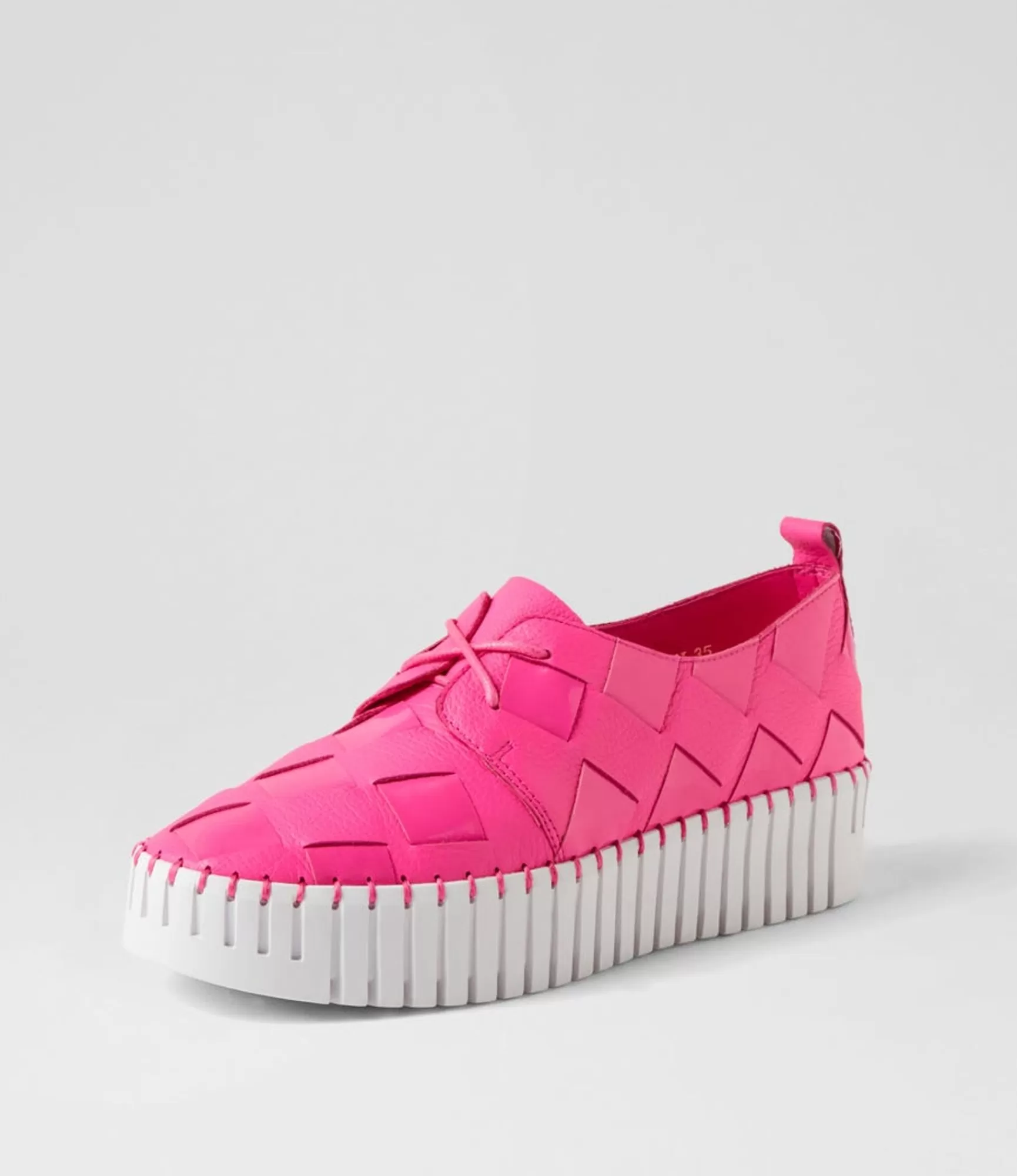 Store Midas Shoes Baxton Hot Pink White Leather Patent Sneakers