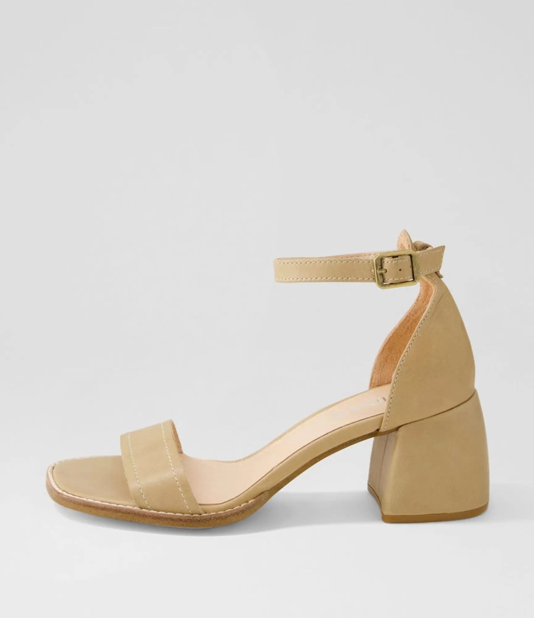 Shop Midas Shoes Believe Camel Covered Heel Leather Sandals
