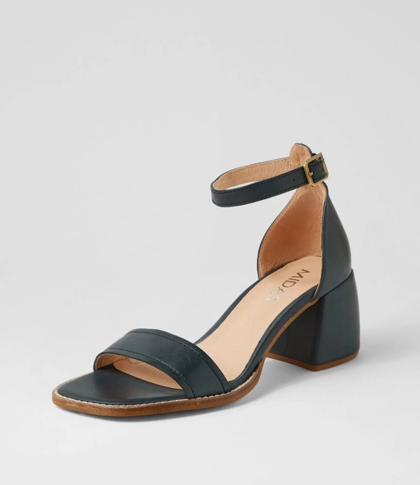 Cheap Midas Shoes Believe Navy Covered Heel Leather Sandals