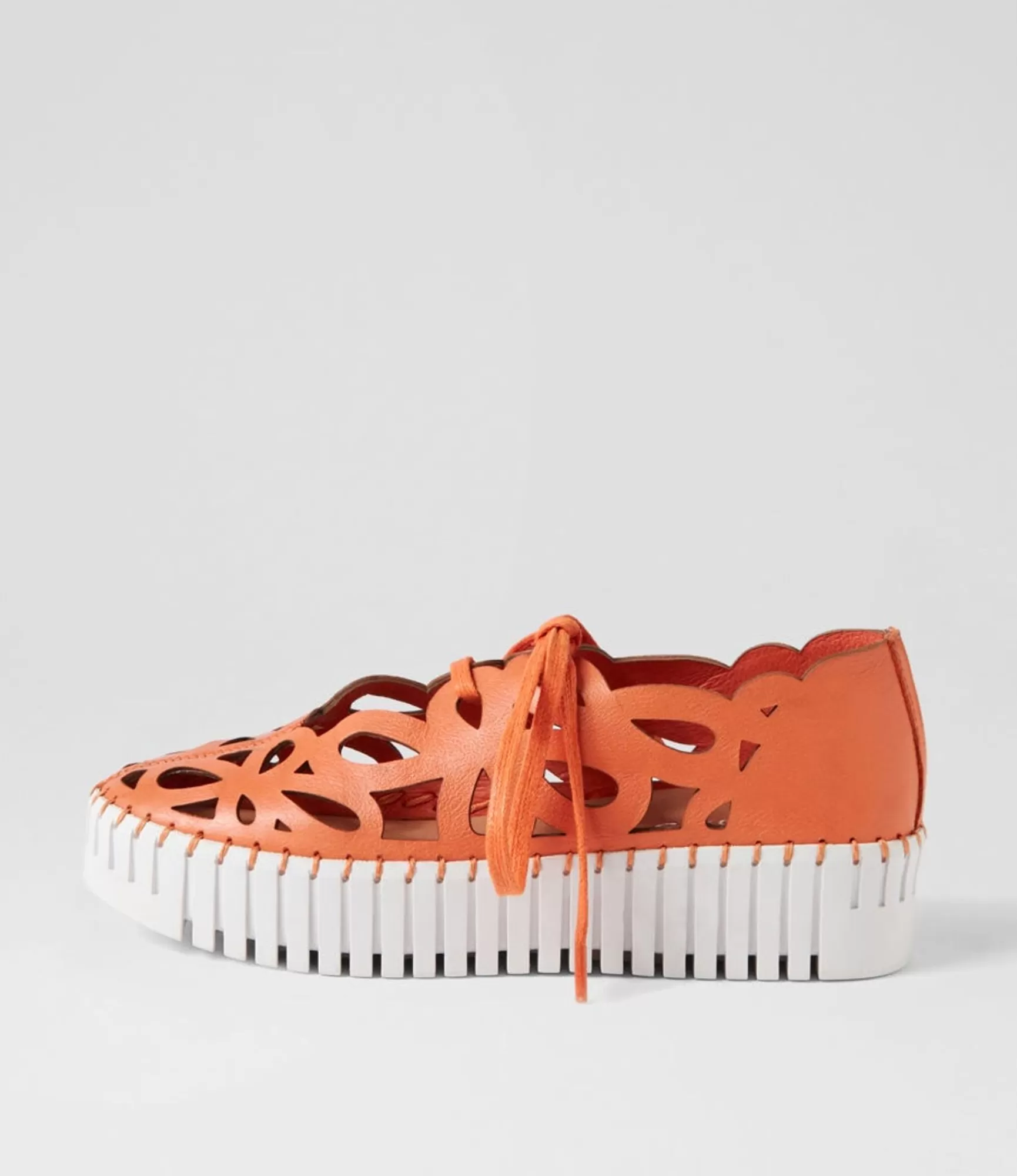 Hot Midas Shoes Bellas Bright Orange White Leather Sneakers