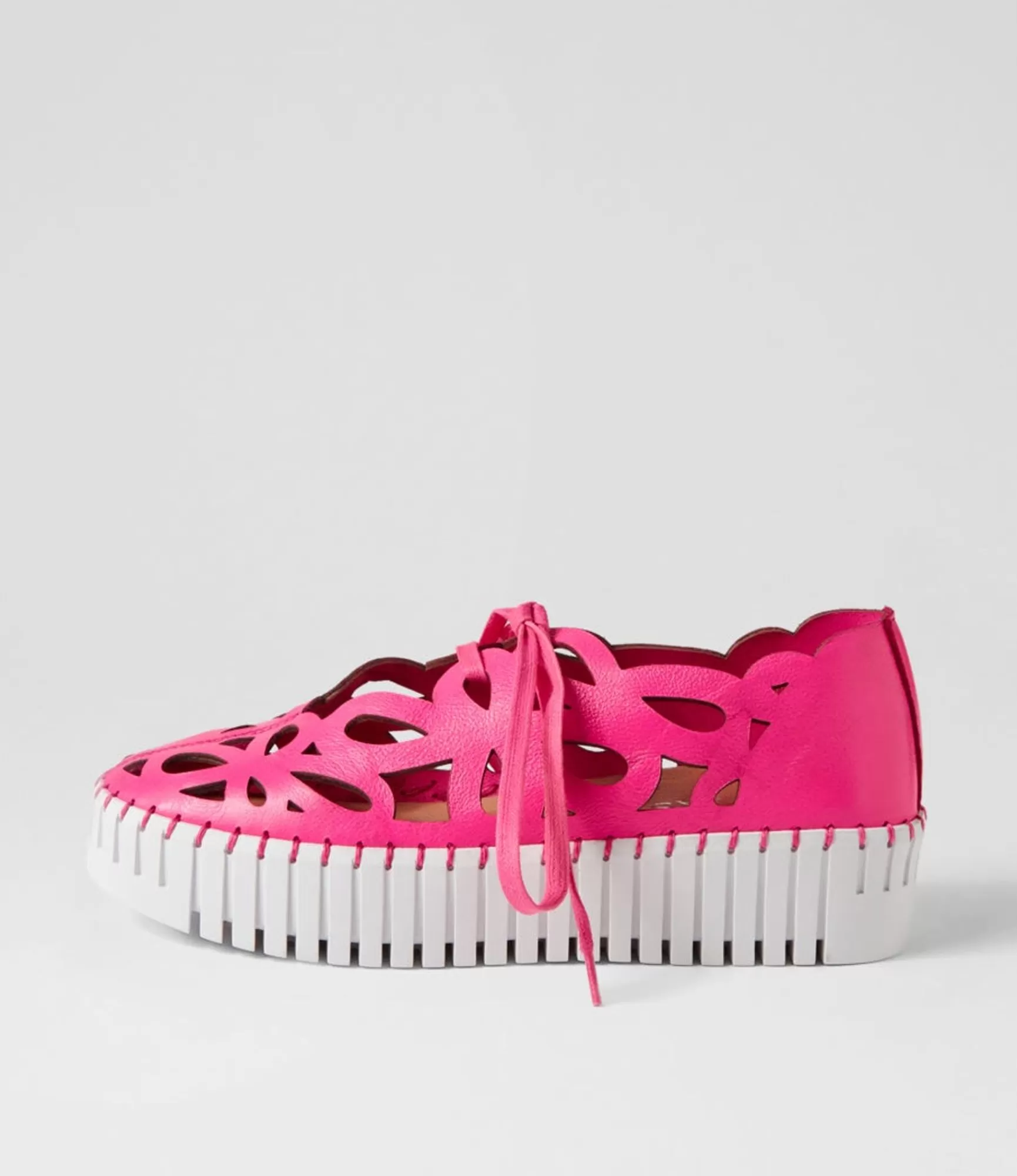Store Midas Shoes Bellas Hot Pink White Leather Sneakers