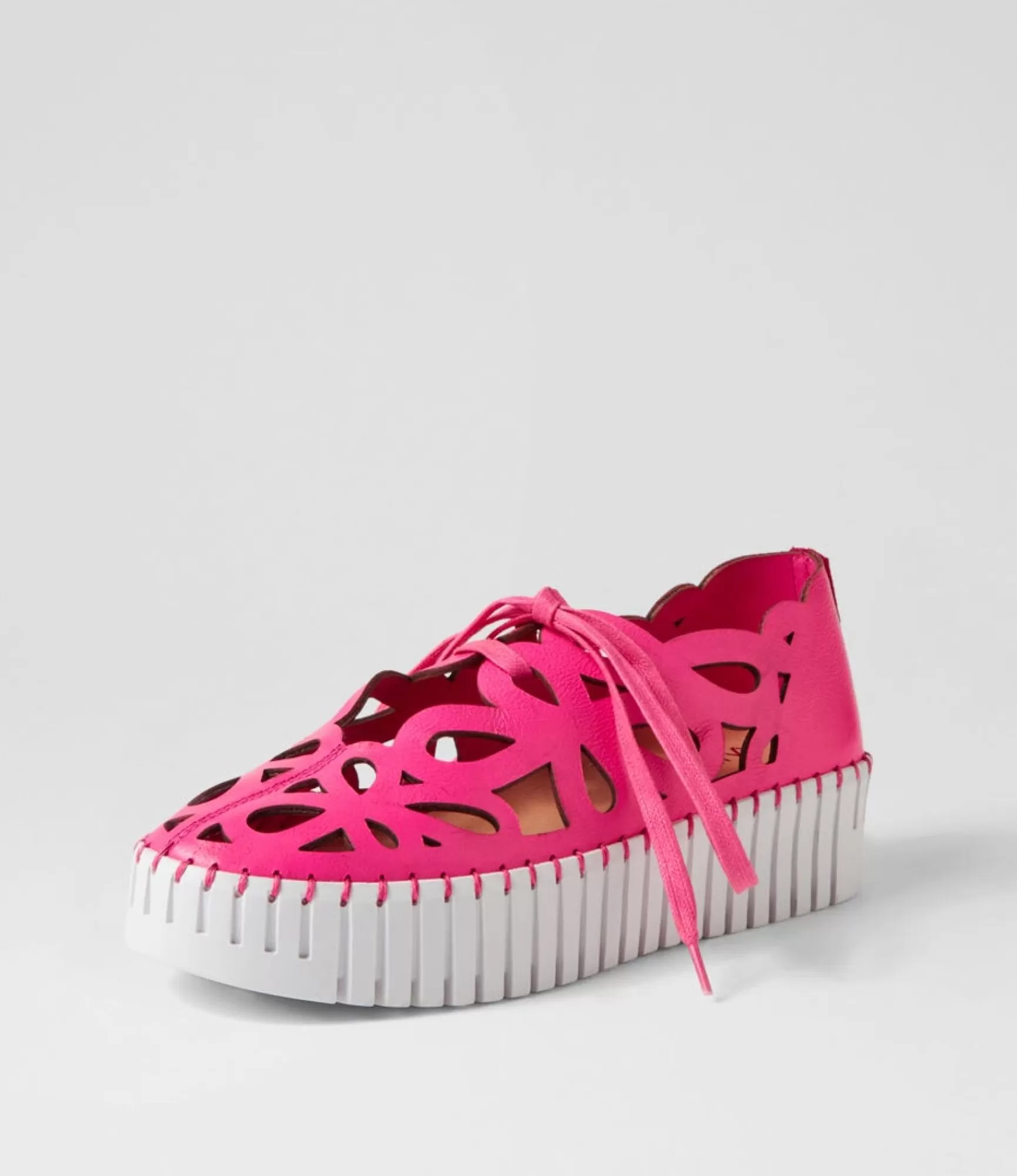 Store Midas Shoes Bellas Hot Pink White Leather Sneakers