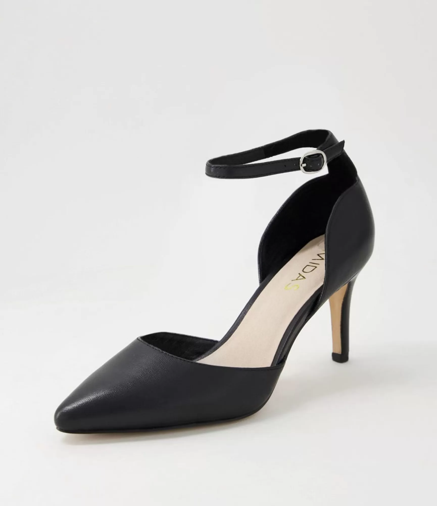 Cheap Midas Shoes Berly Black Leather Heels