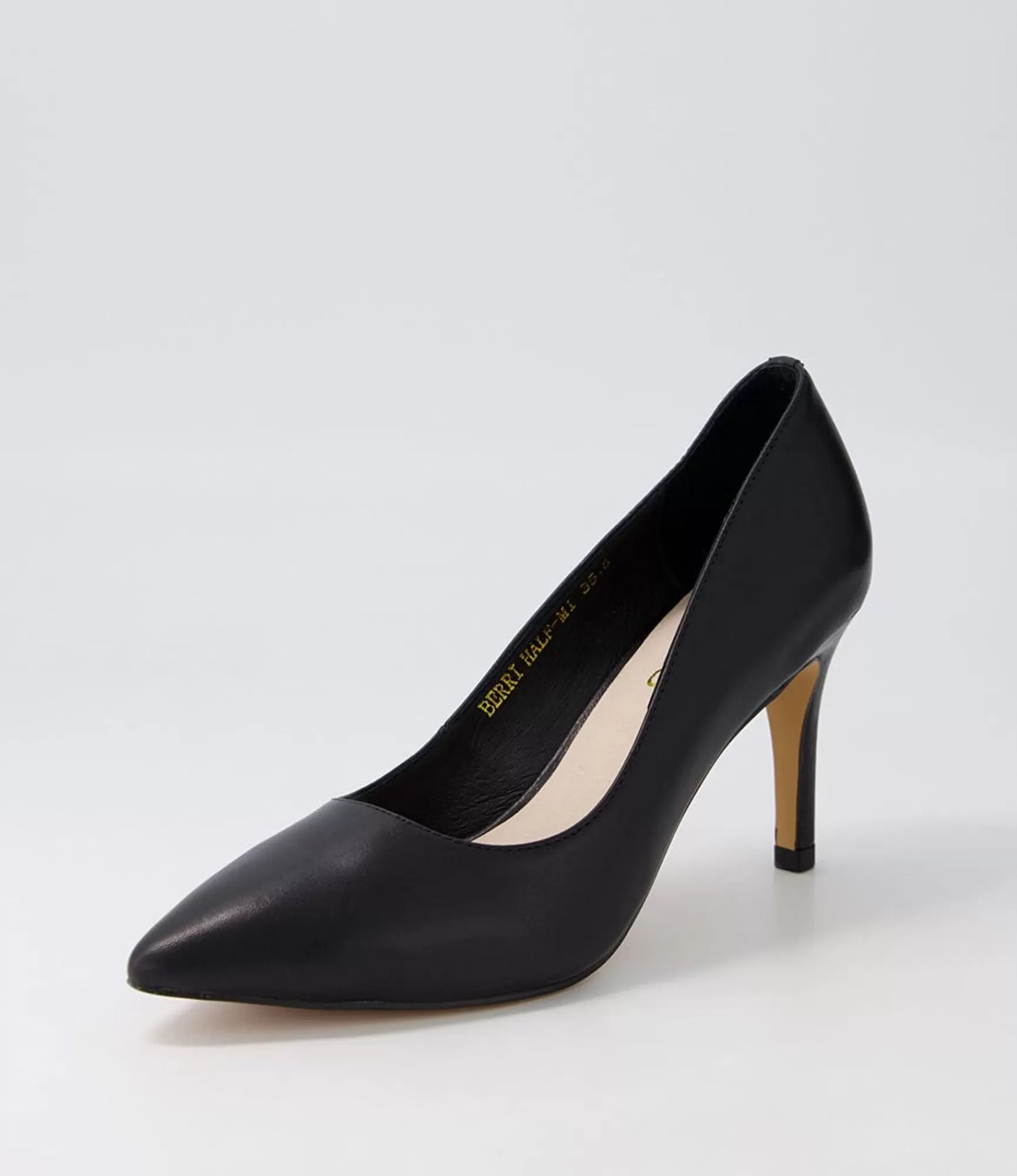 Fashion Midas Shoes Berri Half Black Leather Heels