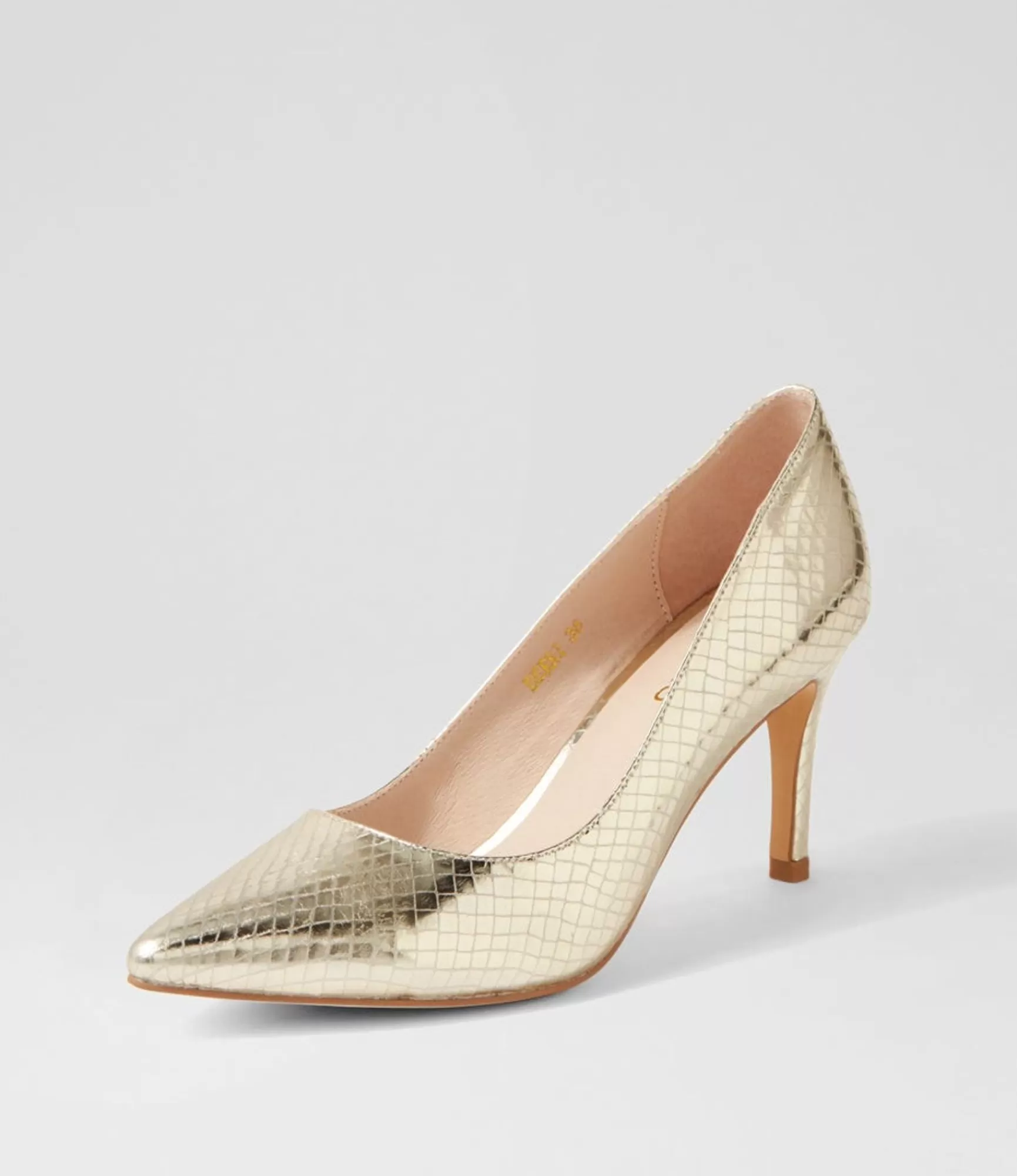 Cheap Midas Shoes Berri Pale Gold Mirror Leather Pump Heels
