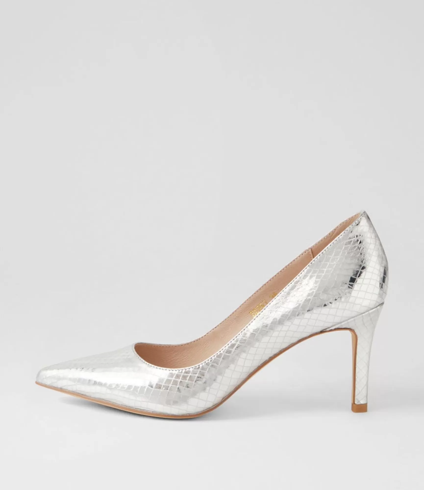 Outlet Midas Shoes Berri Silver Mirror Leather Heels